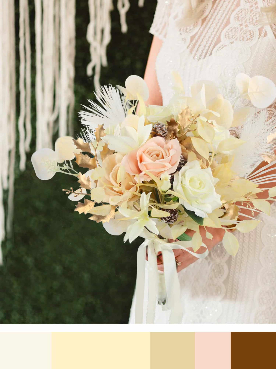 White & Beige Wedding Flowers - Rinlong Flower