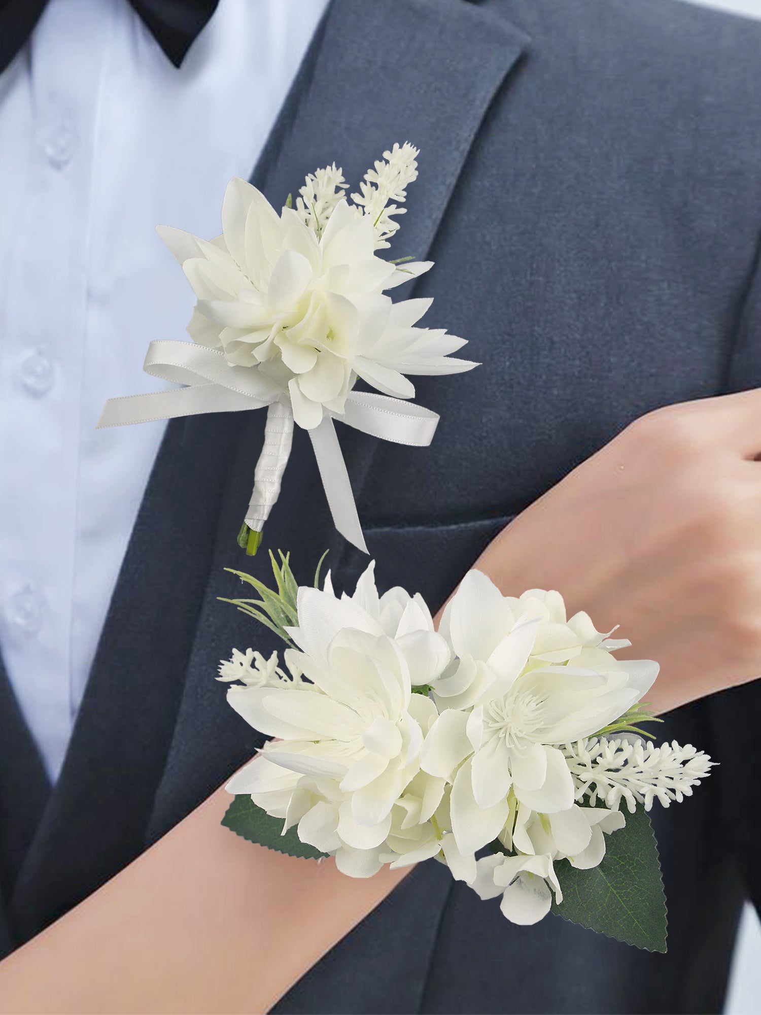corsage for white prom dress Gold and White Rose Corsage