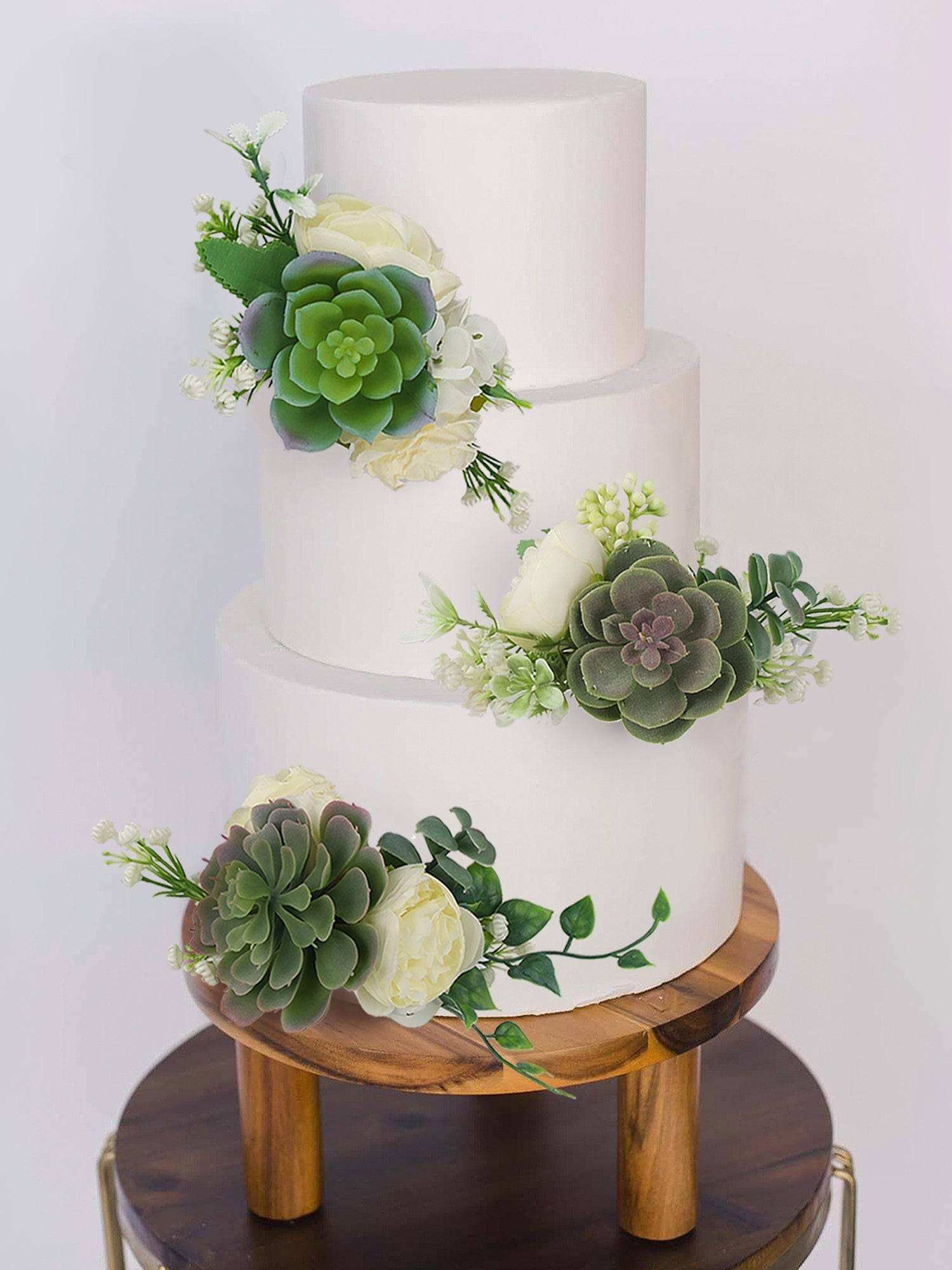 fake succulent wedding bouquet Rinlong Pre-Made 3Pcs Faux Succulent Cake Decorating Flowers Cake Toppers Green Cake Decorations Wedding Birthday Baby Shower Sp