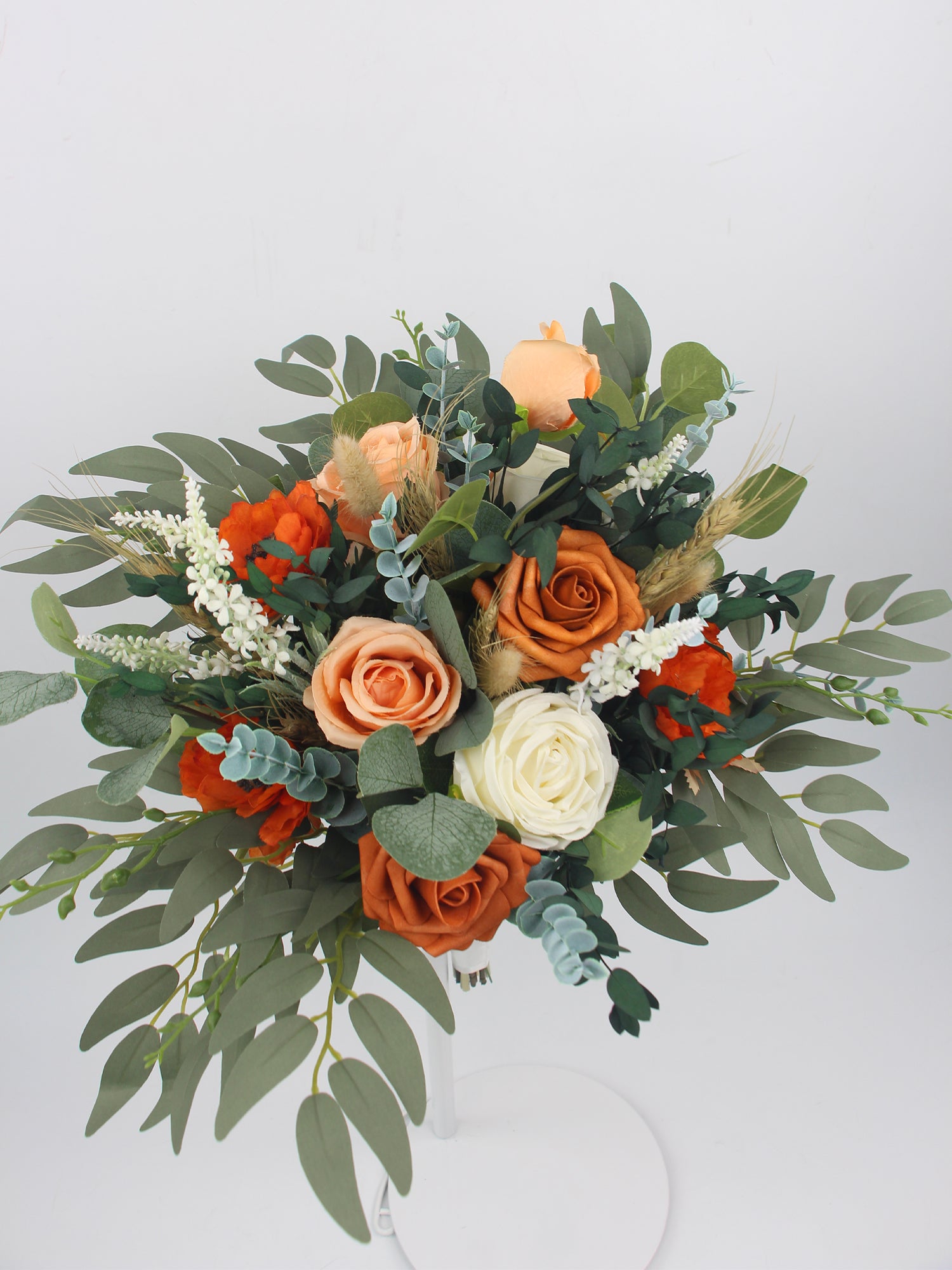 15.7 inch wide Burnt Orange Bridal Bouquet - Rinlong Flower