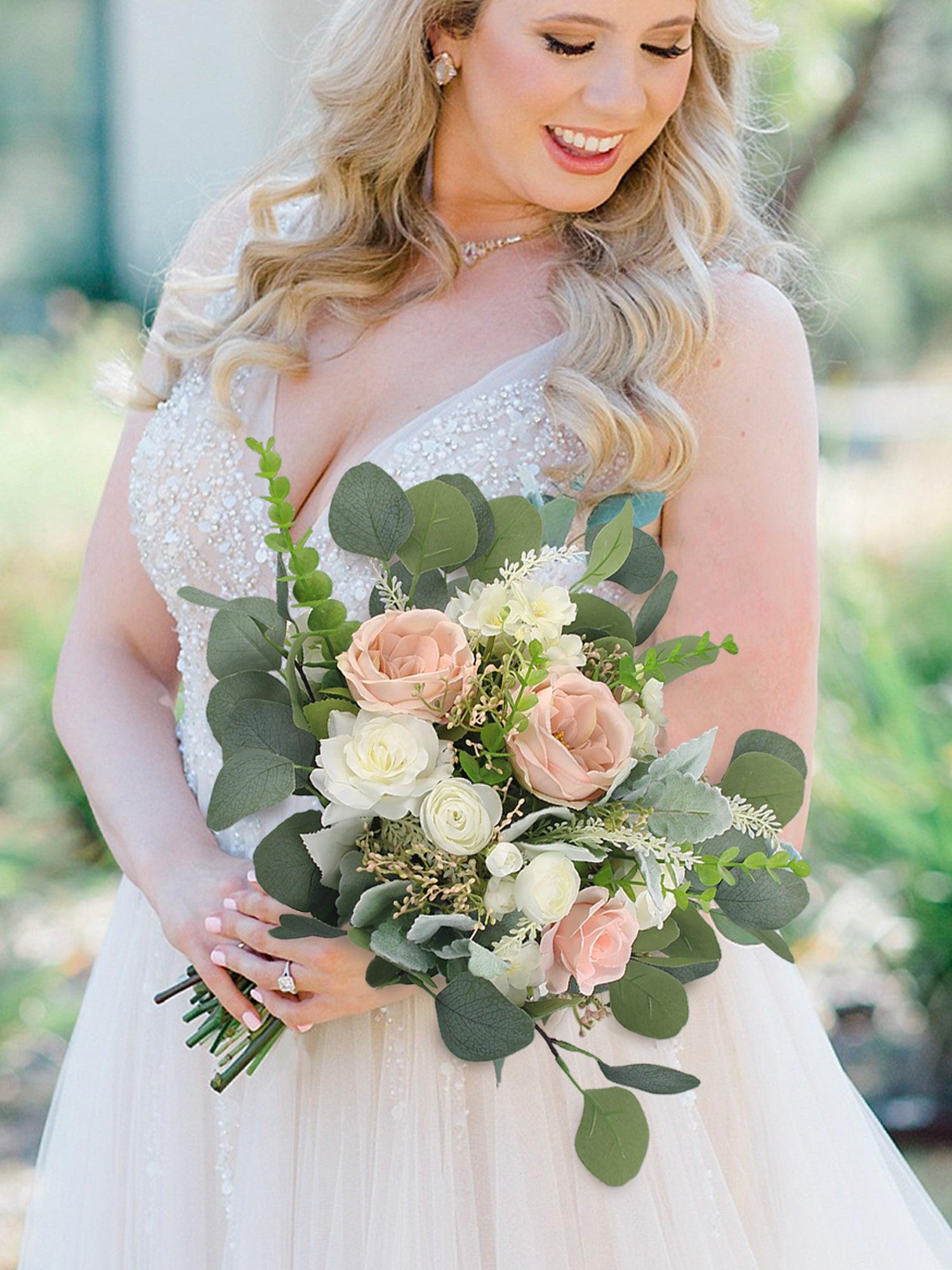 12.6 inch wide Blush Pink & White Bridal Bouquet 12.6 inch wide Blush Pink & White Bridal Bouquet