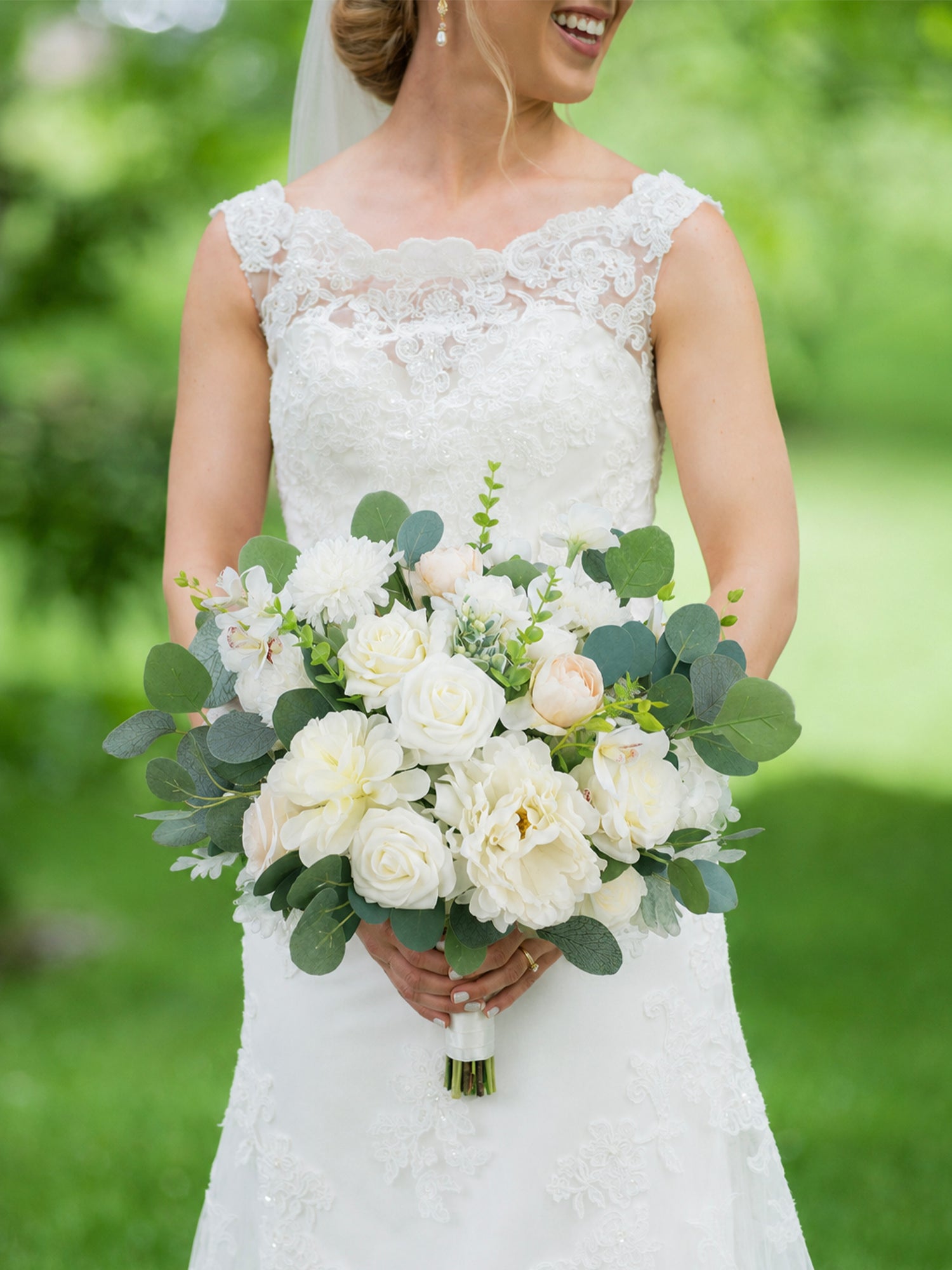Green & Ivory Wedding Bridal Bouquet Rinlong Flower Green & Ivory Wedding Bridal Bouquet Rinlong Flower