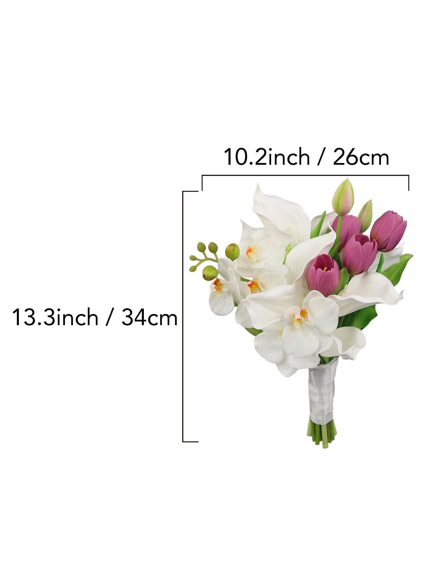 10.2 inch wide Tulips & Orchids Bridal Bouquet - Rinlong Flower