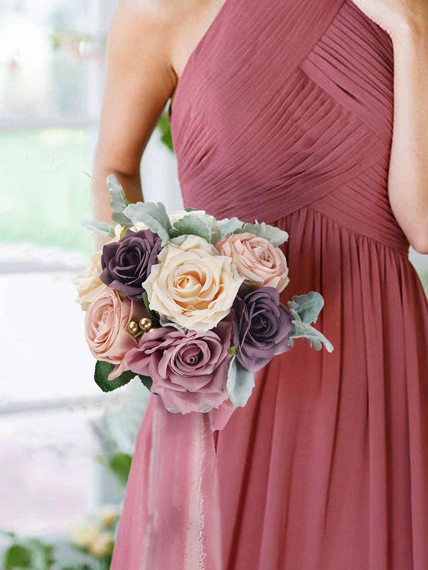 7.8 inch wide Dusty Rose & Mauve Bridesmaid Bouquet 7.8 inch wide Dusty Rose & Mauve Bridesmaid Bouquet