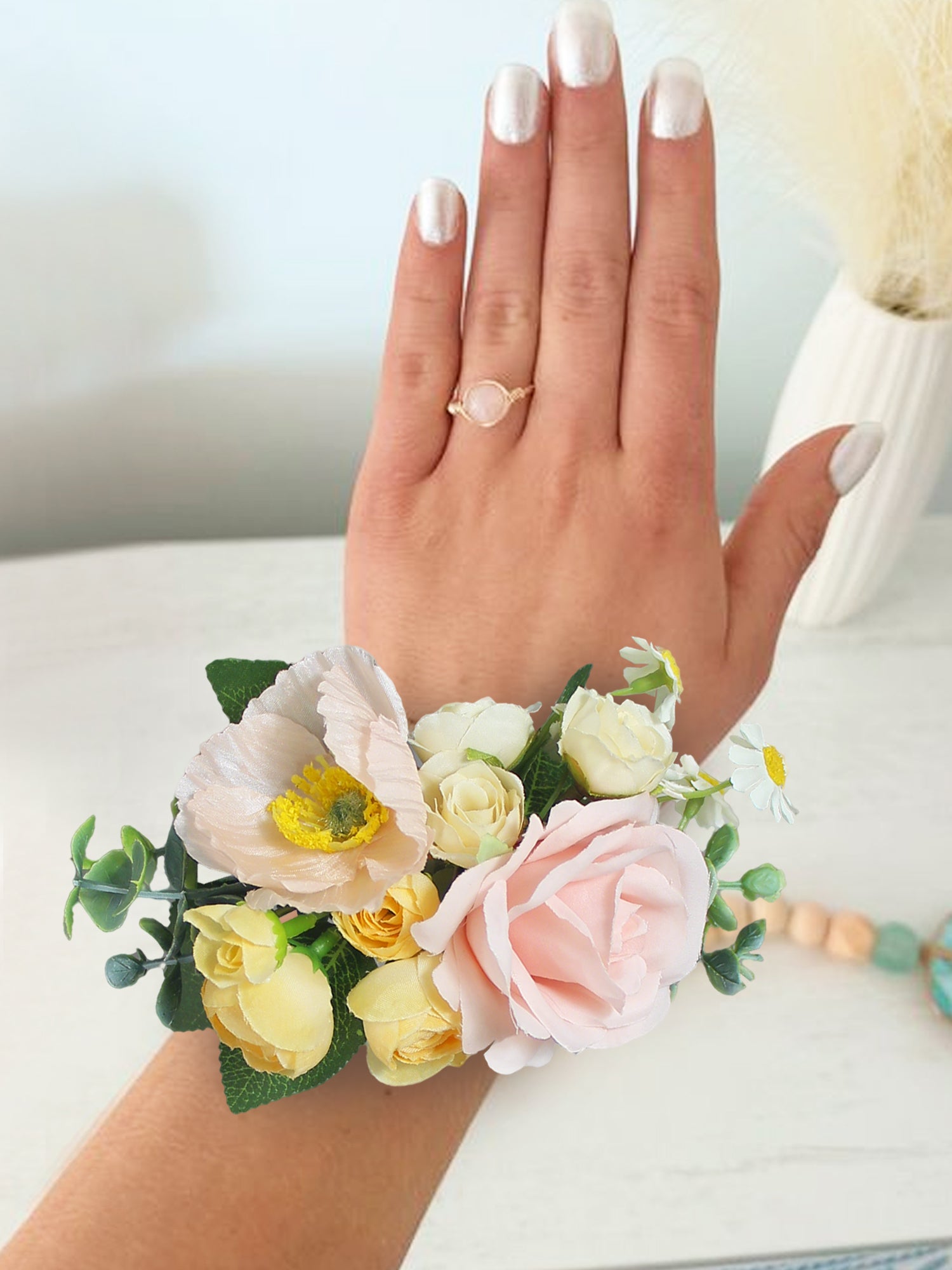 Pink & Cream Yellow Wrist Corsage Wedding Party Flower – Rinlong Flower