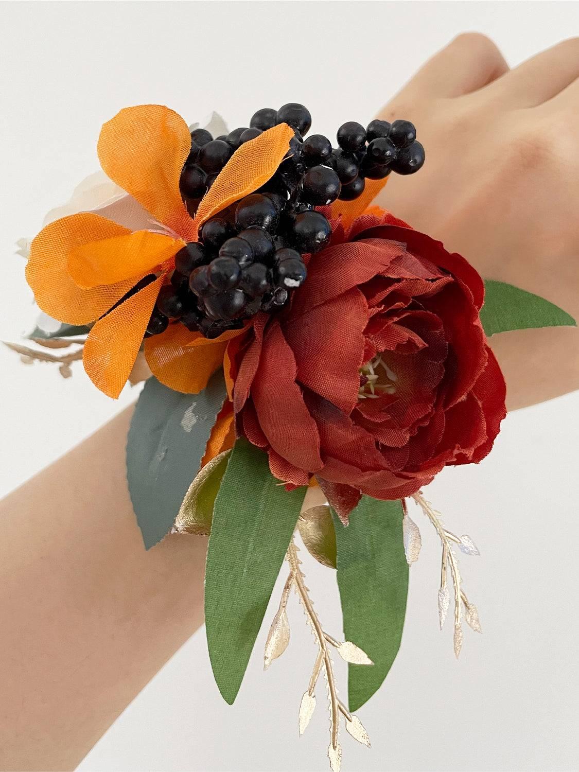 Burnt Orange Wrist Corsages - Rinlong Flower