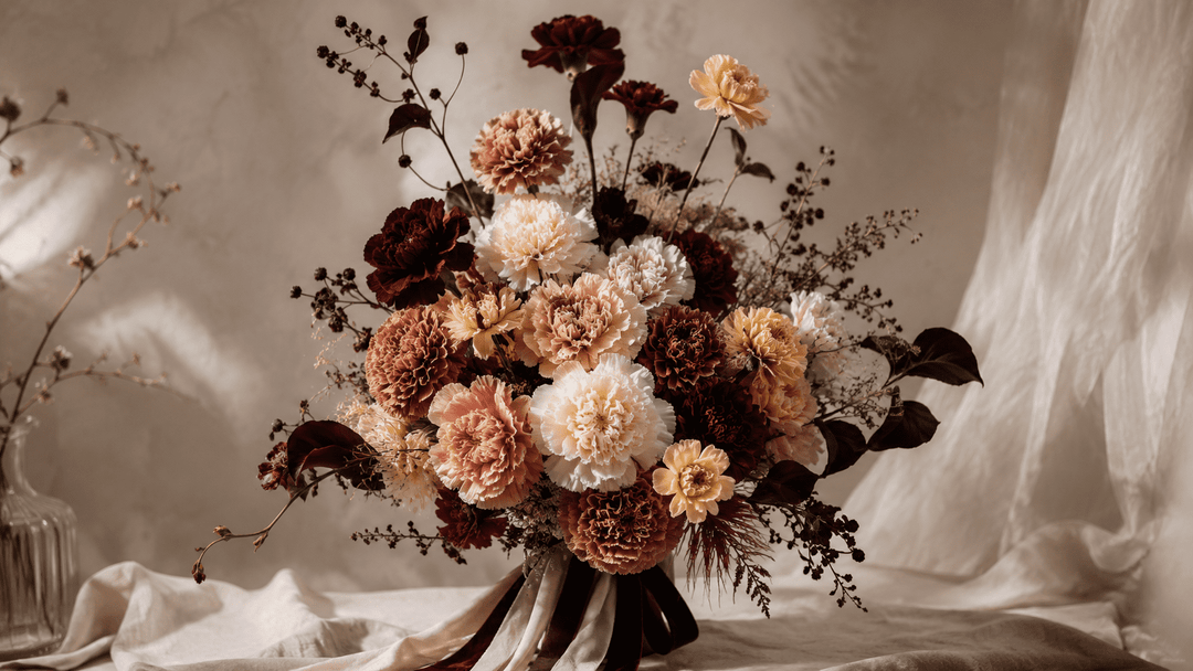 a luxurious modern carnation bridal bouquet