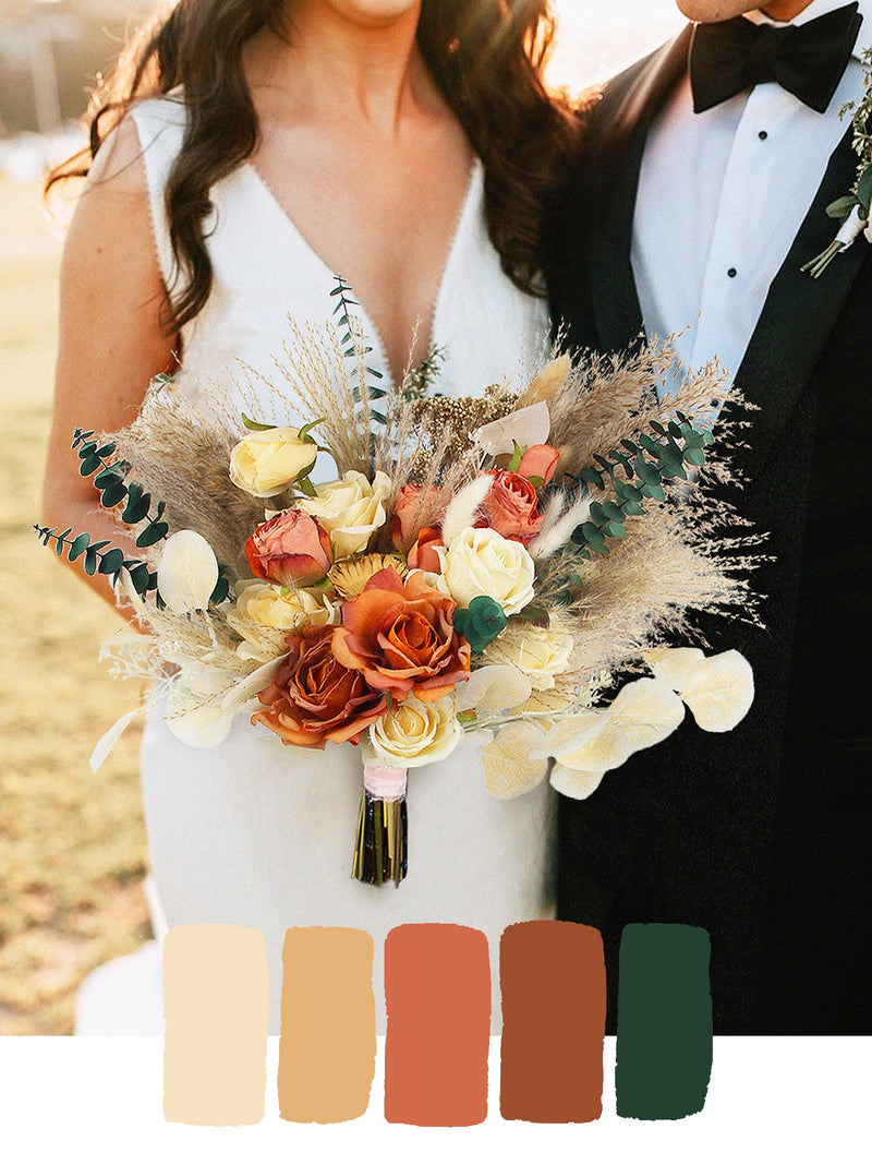 Boho Terracotta & Beige Wedding Flowers - Rinlong Flower