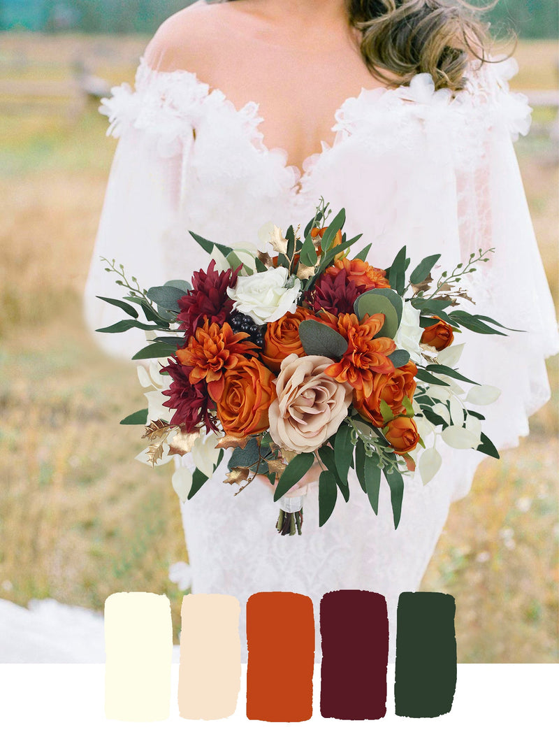 Sunset Burnt Orange Wedding Flowers - Rinlong Flower