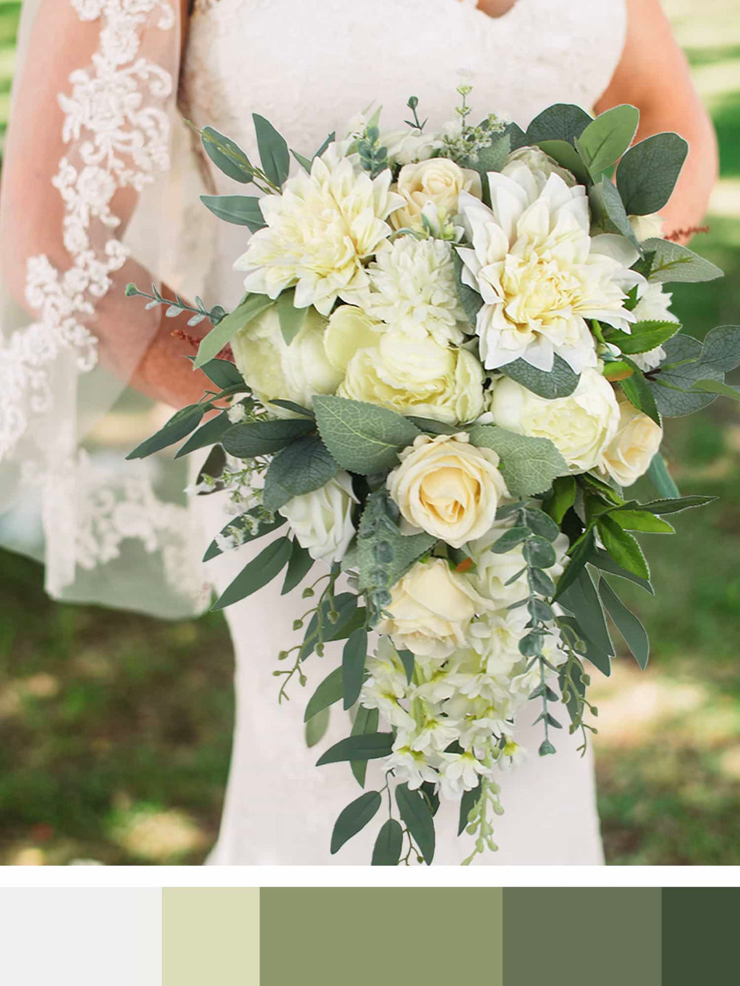 Sage Green & White Wedding Flowers - Rinlong Flower