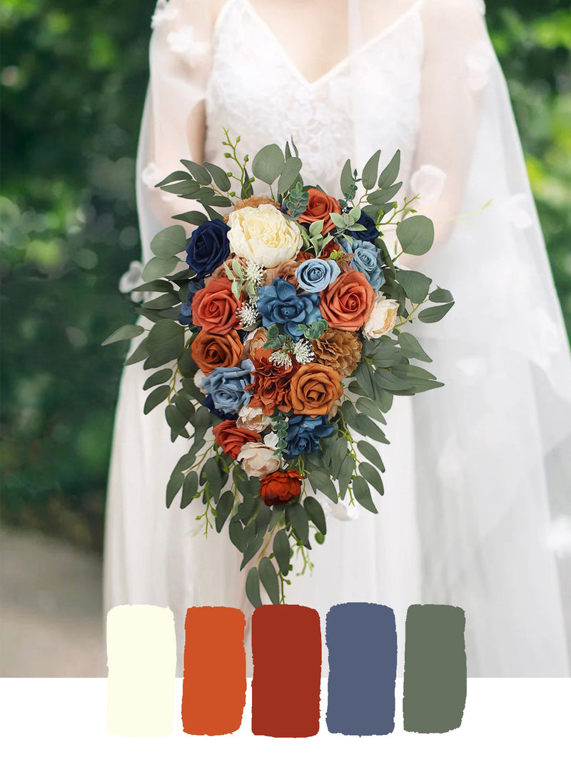Navy Blue & Terracotta Wedding Flowers