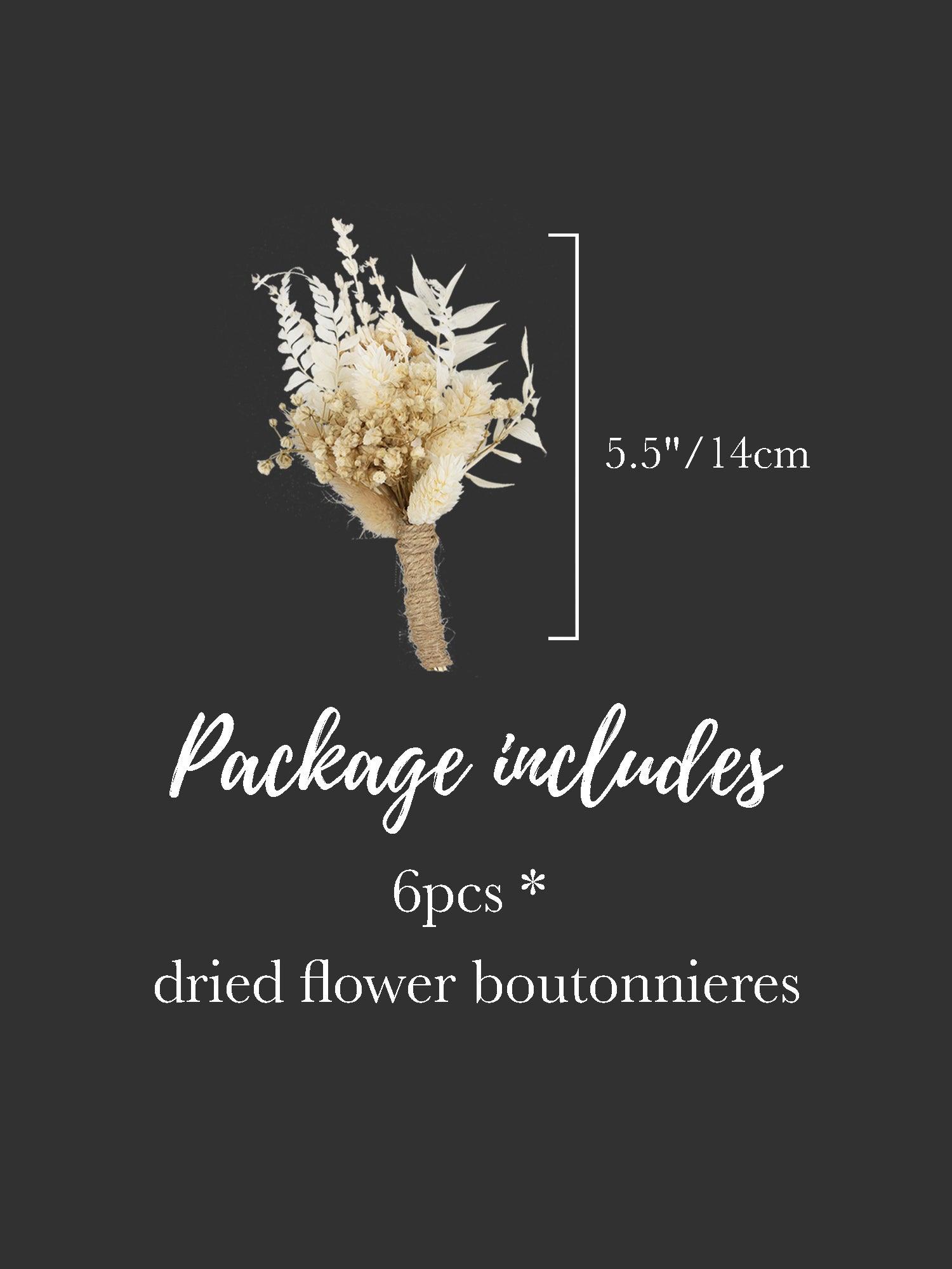 6Pcs Dried Flower Boutonnieres - Rinlong Flower