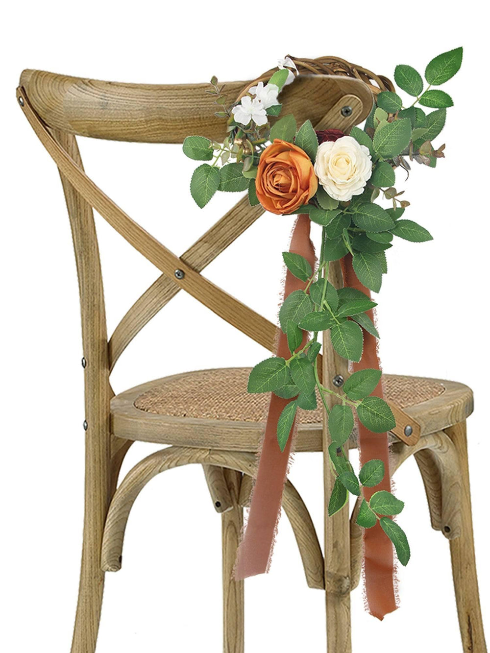 6pcs Burnt Orange Floral Wreath Chair Decor - Rinlong Flower