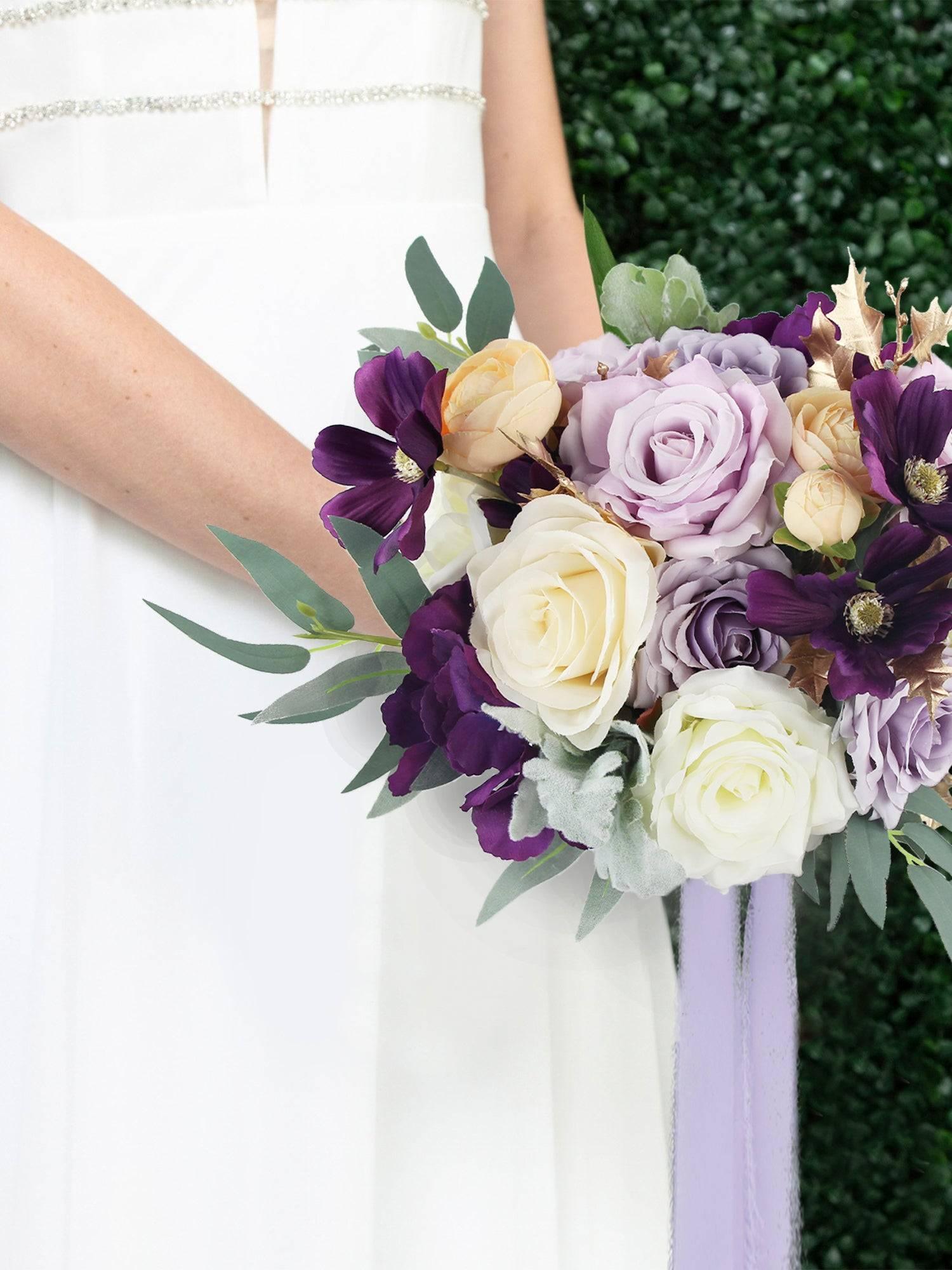 11 inch wide Violet Bridal Bouquet - Rinlong Flower