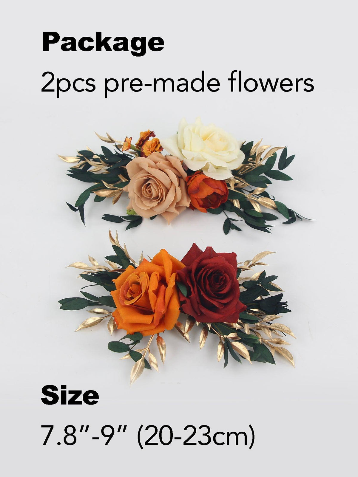 2Pcs Burnt Orange & Burgundy Cake Flowers Set - Rinlong Flower