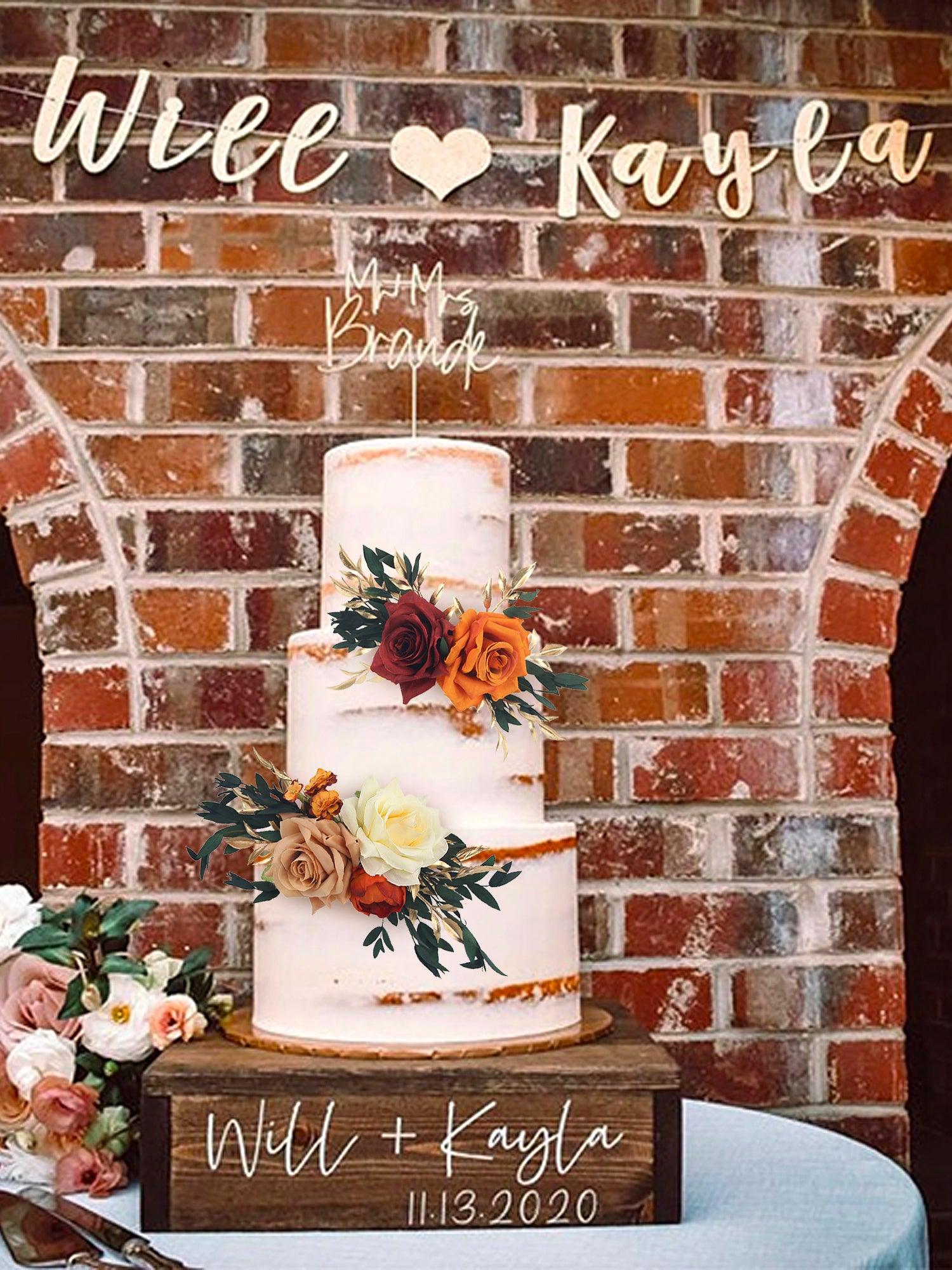 Burnt Orange Cake Topper Set - Rinlong Flower