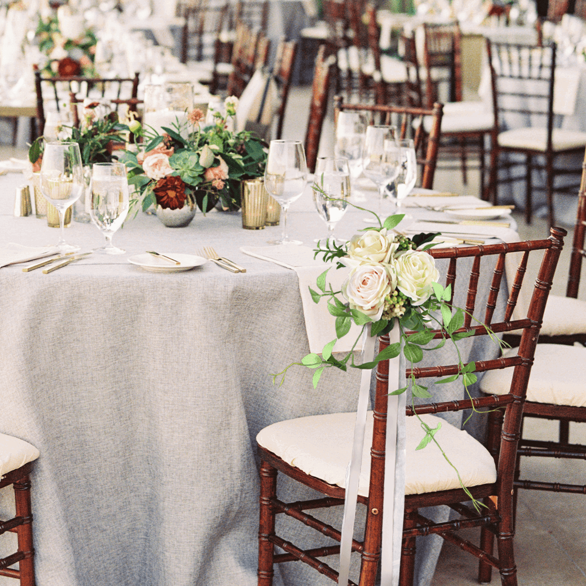 6Pcs Blush & Cream Aisle Flower Arrangement - Rinlong Flower