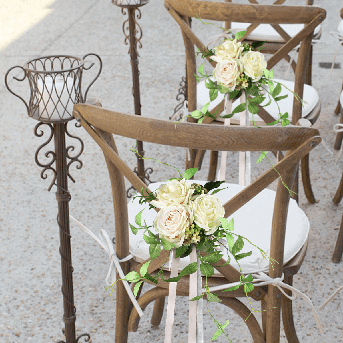 6Pcs Blush & Cream Aisle Flower Arrangement - Rinlong Flower