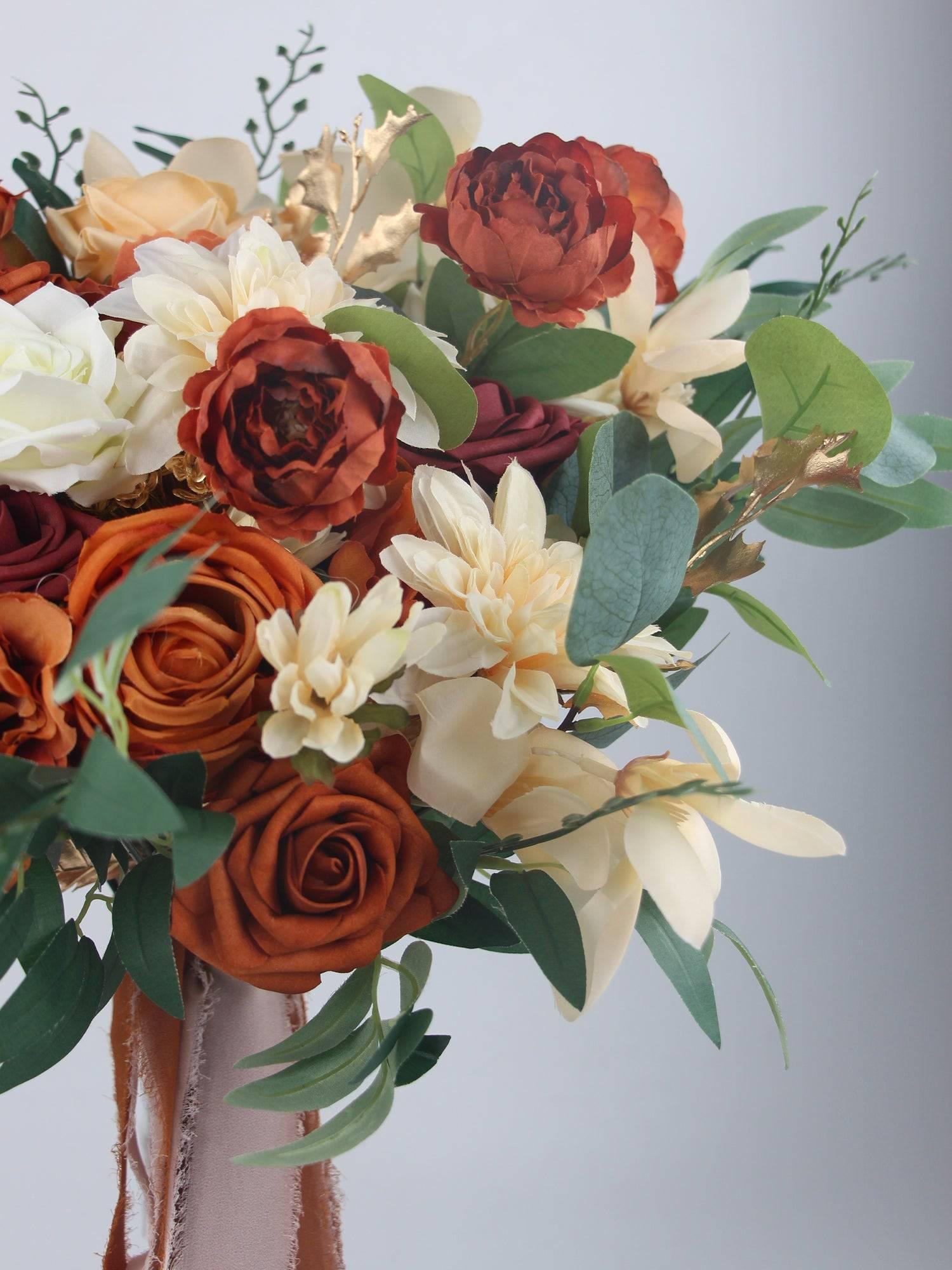 23.5 inch wide Terracotta Freeform Bridal Bouquet - Rinlong Flower