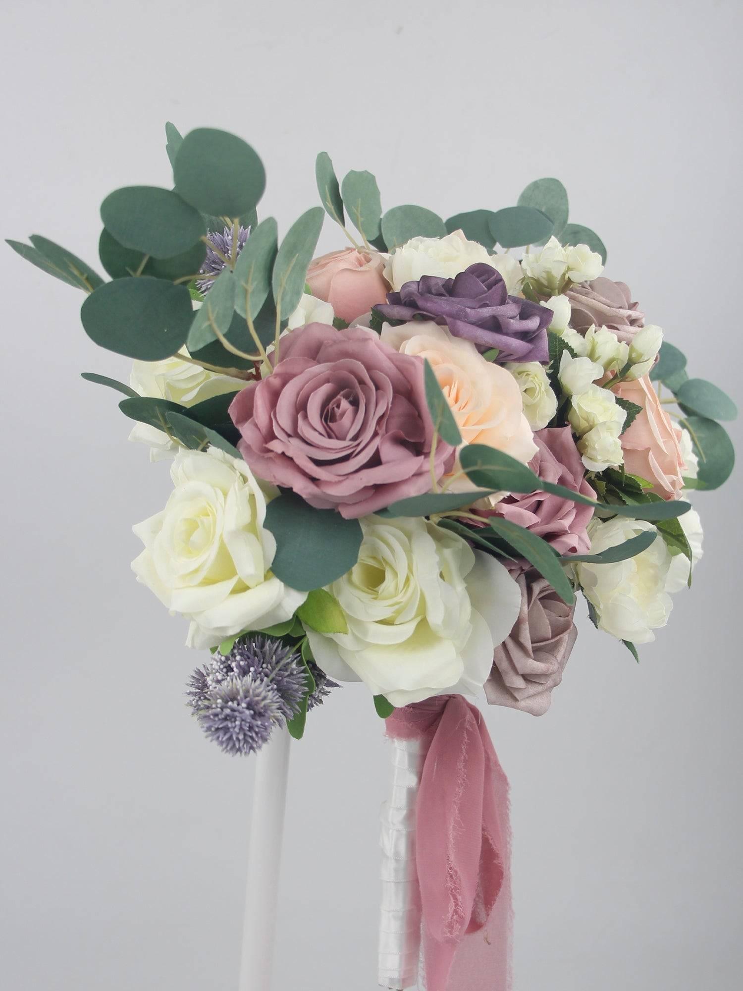 15.7 inch wide Dusty Rose Freeform Bridal Bouquet - Rinlong Flower