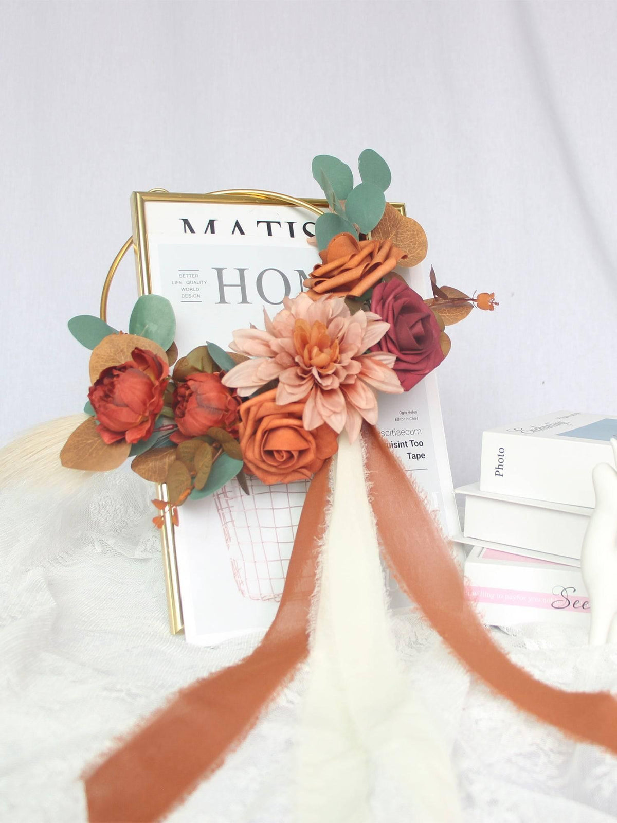 Terracotta Floral Hoop Bridesmaid Bouquet - Rinlong Flower