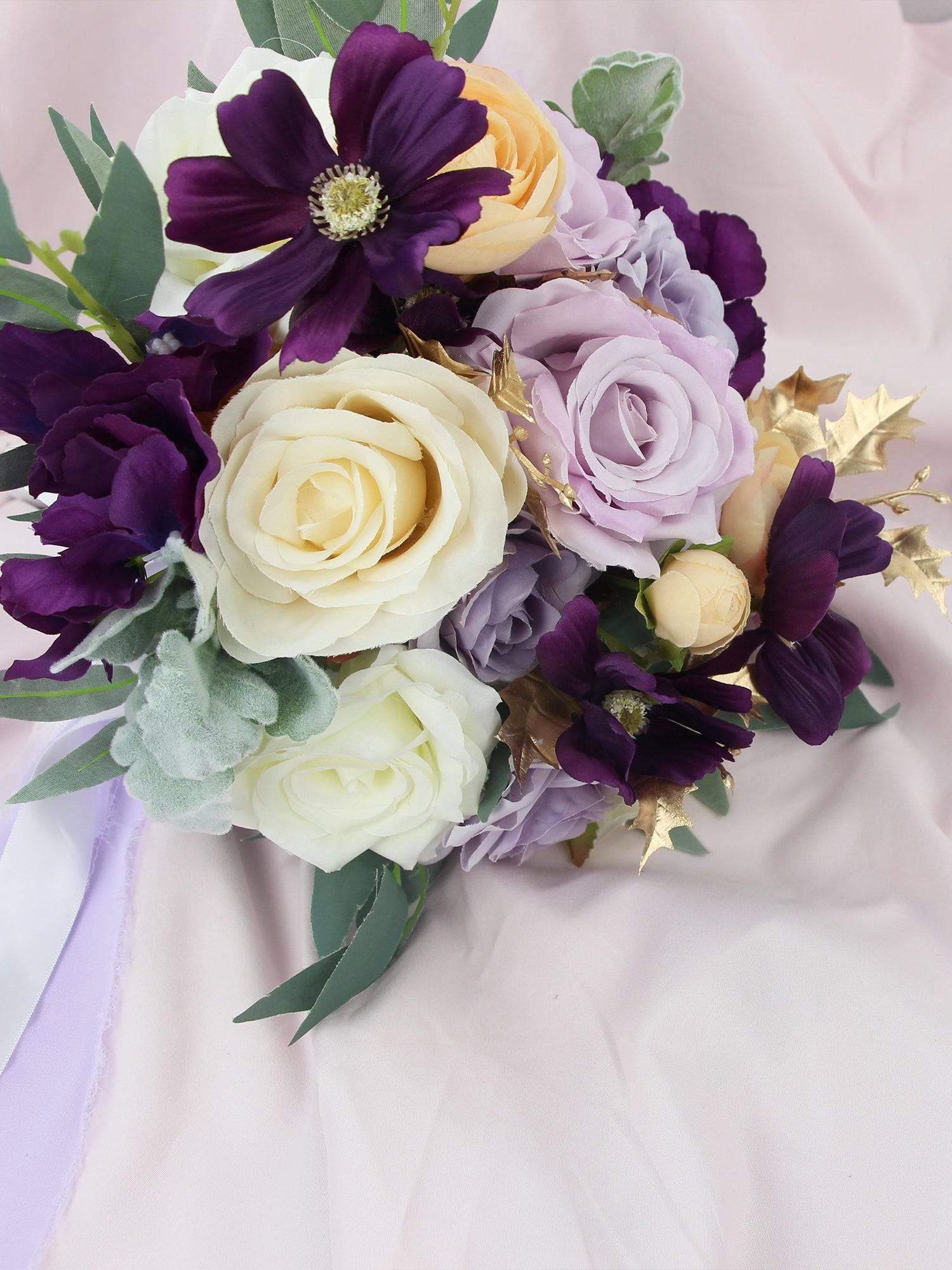 11 inch wide Violet Bridal Bouquet - Rinlong Flower