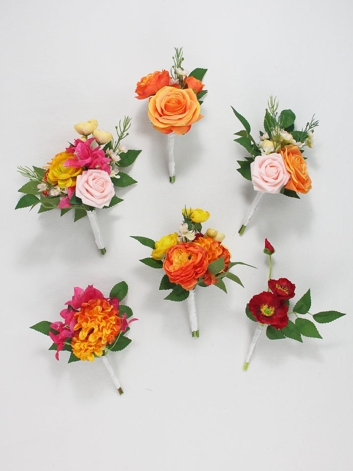 6Pcs Assorted Tropical Orange & Pink Flower Centerpieces - Rinlong Flower