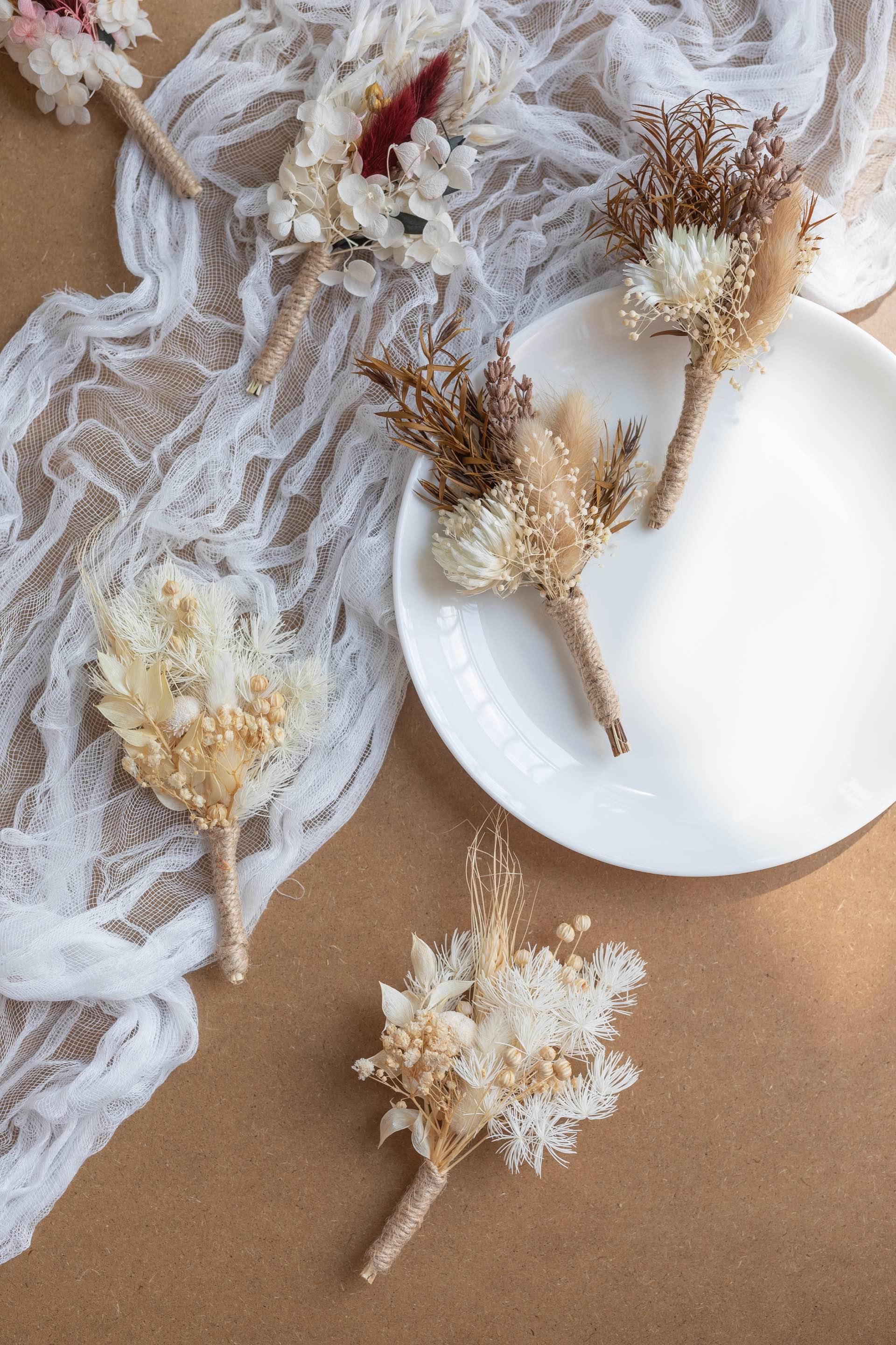 6Pcs Dried Flower Boutonnieres - Rinlong Flower