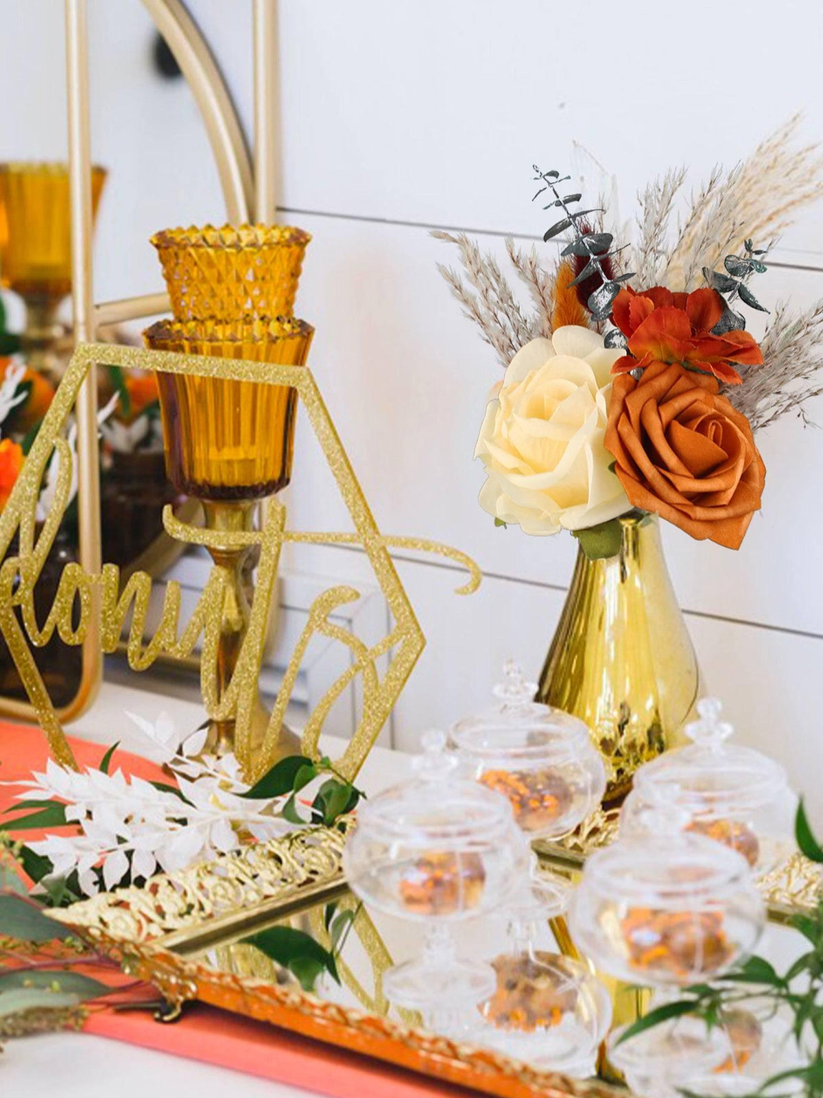 6Pcs Assorted Terracotta Beige Flower Centerpieces - Rinlong Flower