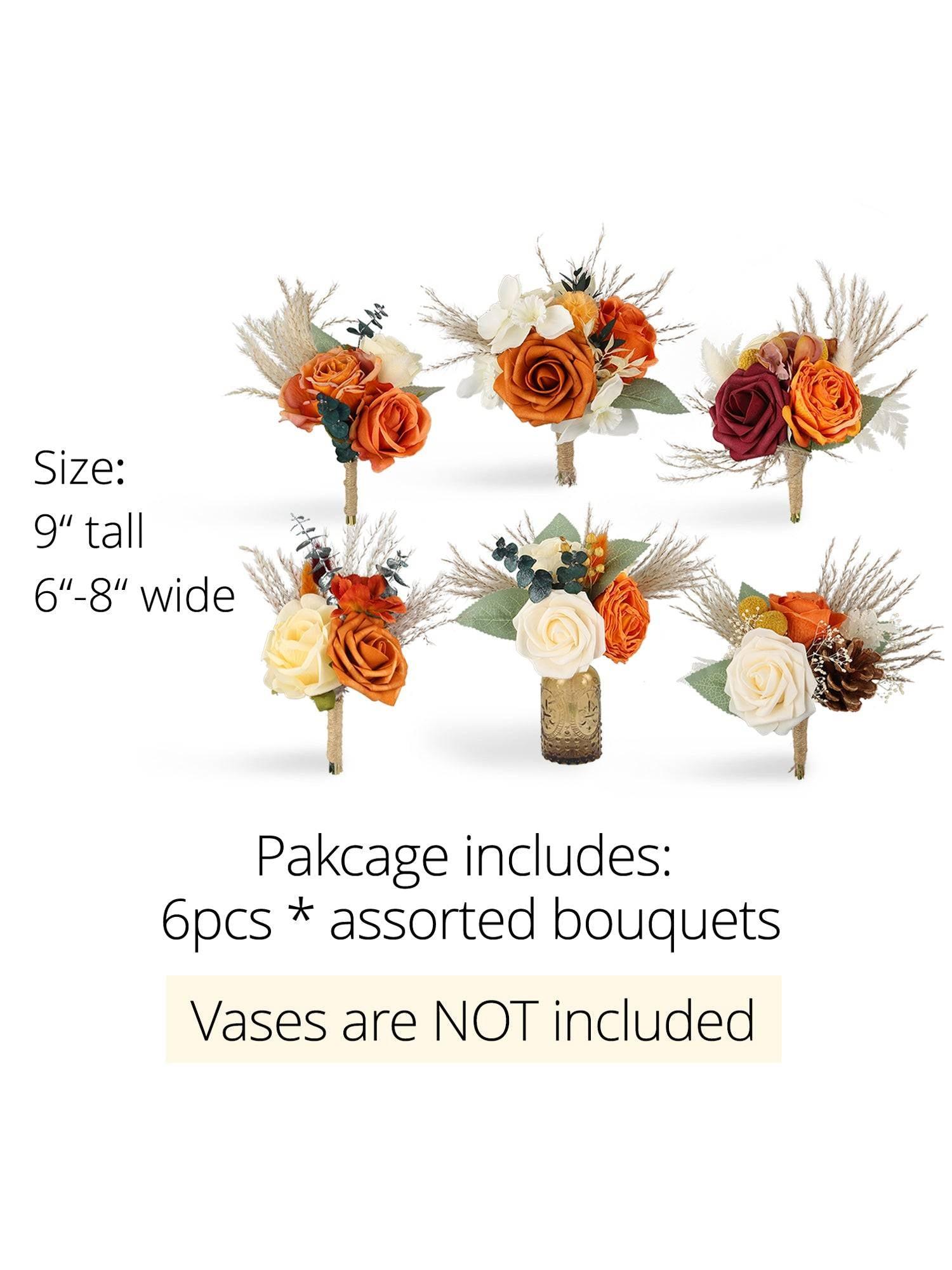 6Pcs Assorted Terracotta Beige Flower Centerpieces - Rinlong Flower