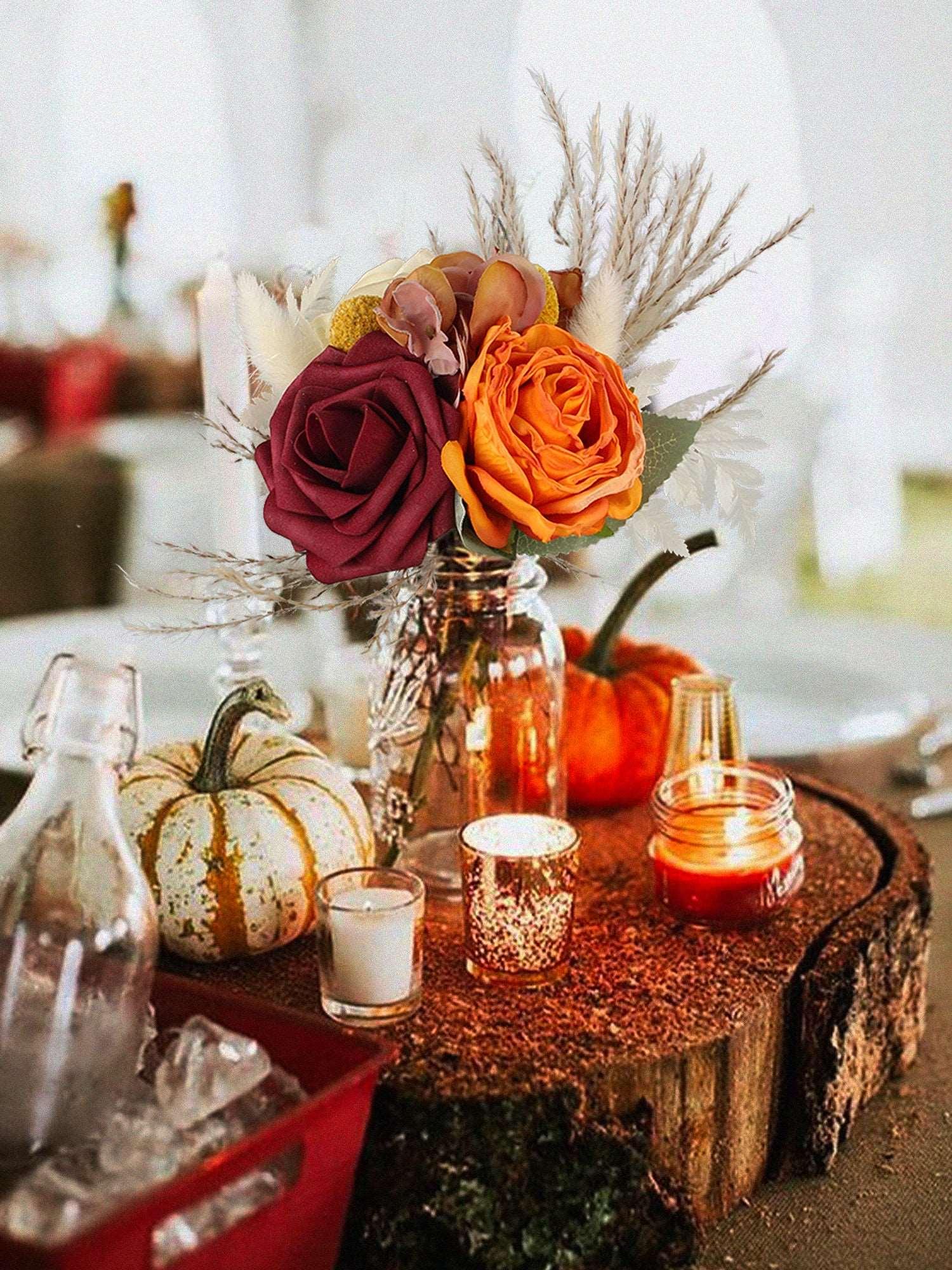 6Pcs Assorted Terracotta Beige Flower Centerpieces - Rinlong Flower