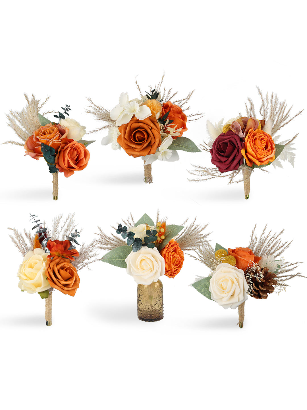 6Pcs Assorted Terracotta Beige Flower Centerpieces - Rinlong Flower
