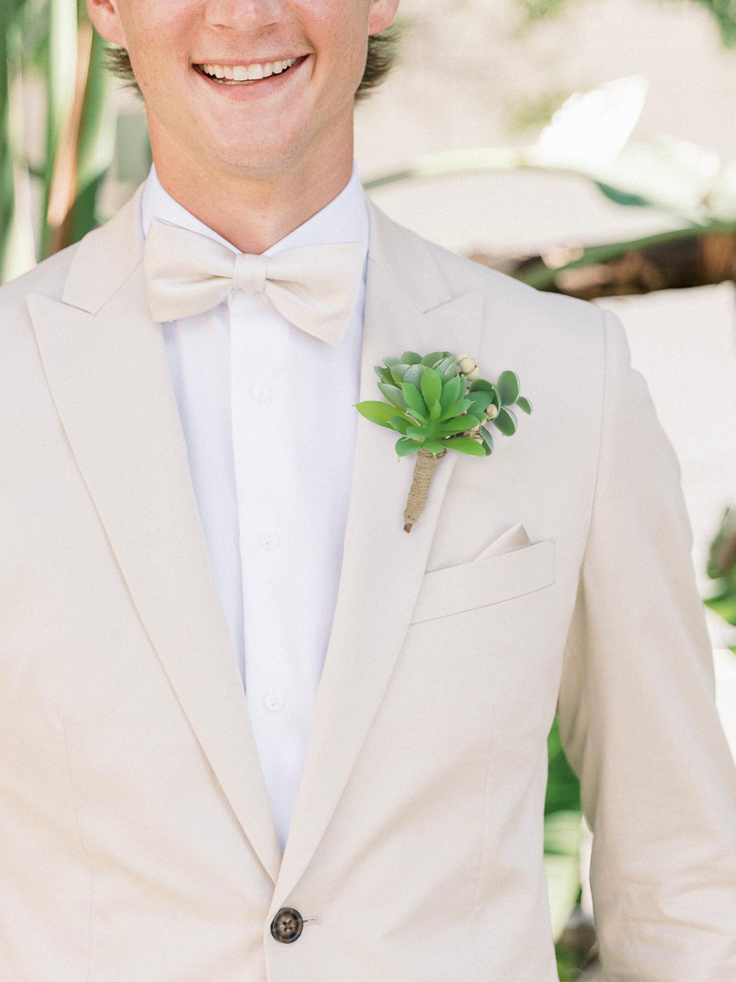 succulent bow tie 6Pcs Assorted Faux Succulent Boutonnieres