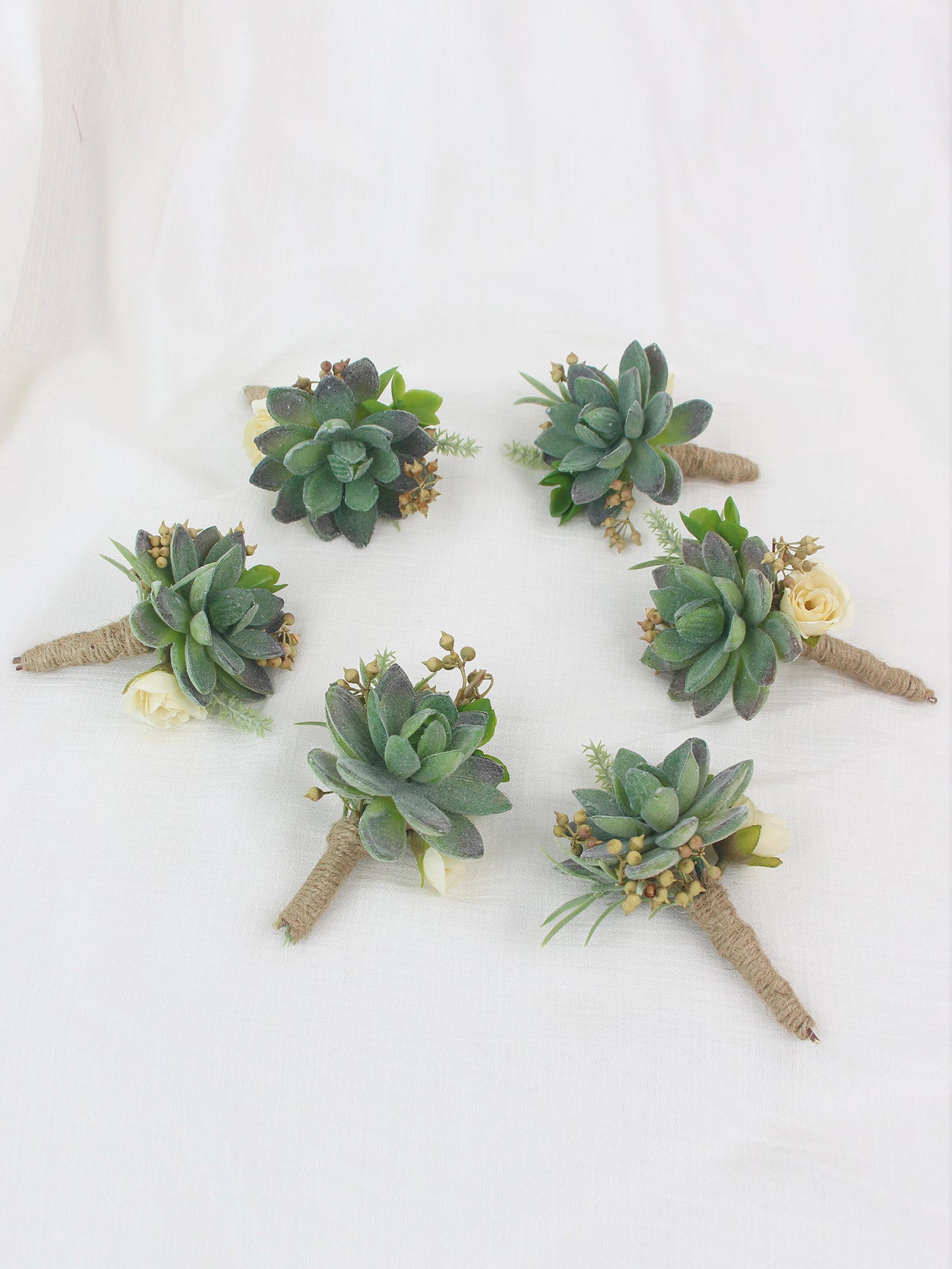 6Pcs Faux Succulent Boutonnieres - Rinlong Flower