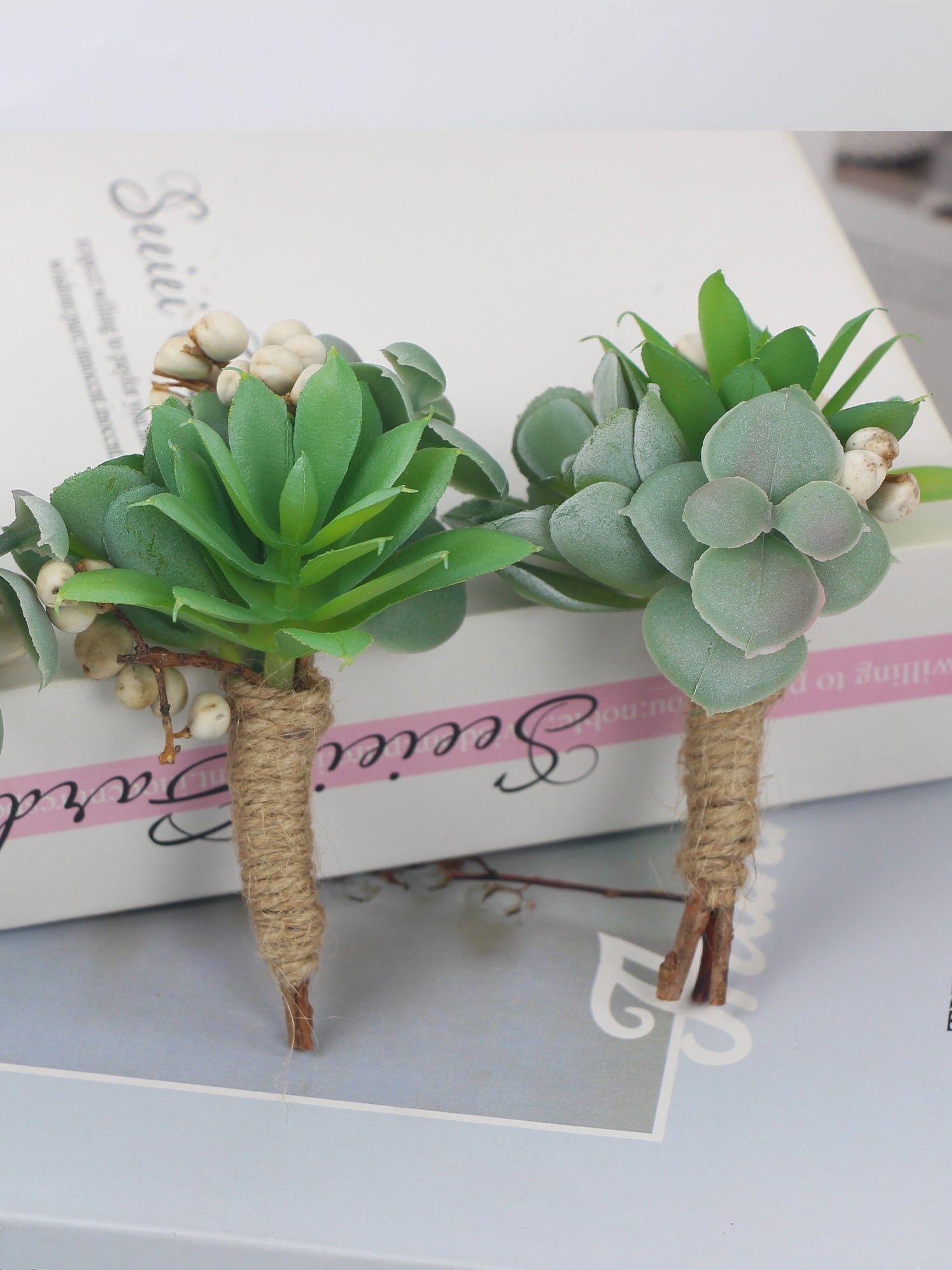 succulent corsages near me 6Pcs Assorted Faux Succulent Boutonnieres