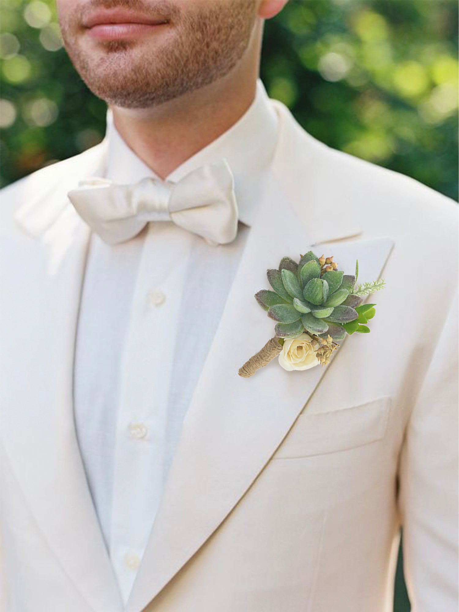 succulent boutonniere wedding 6Pcs Faux Succulent Boutonnieres