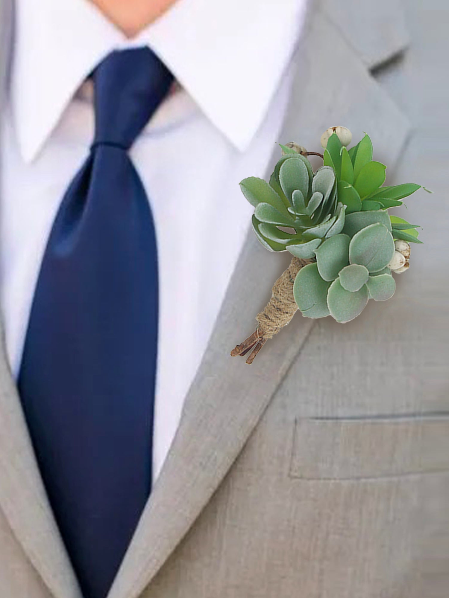 6Pcs Assorted Faux Succulent Boutonnieres - Rinlong Flower