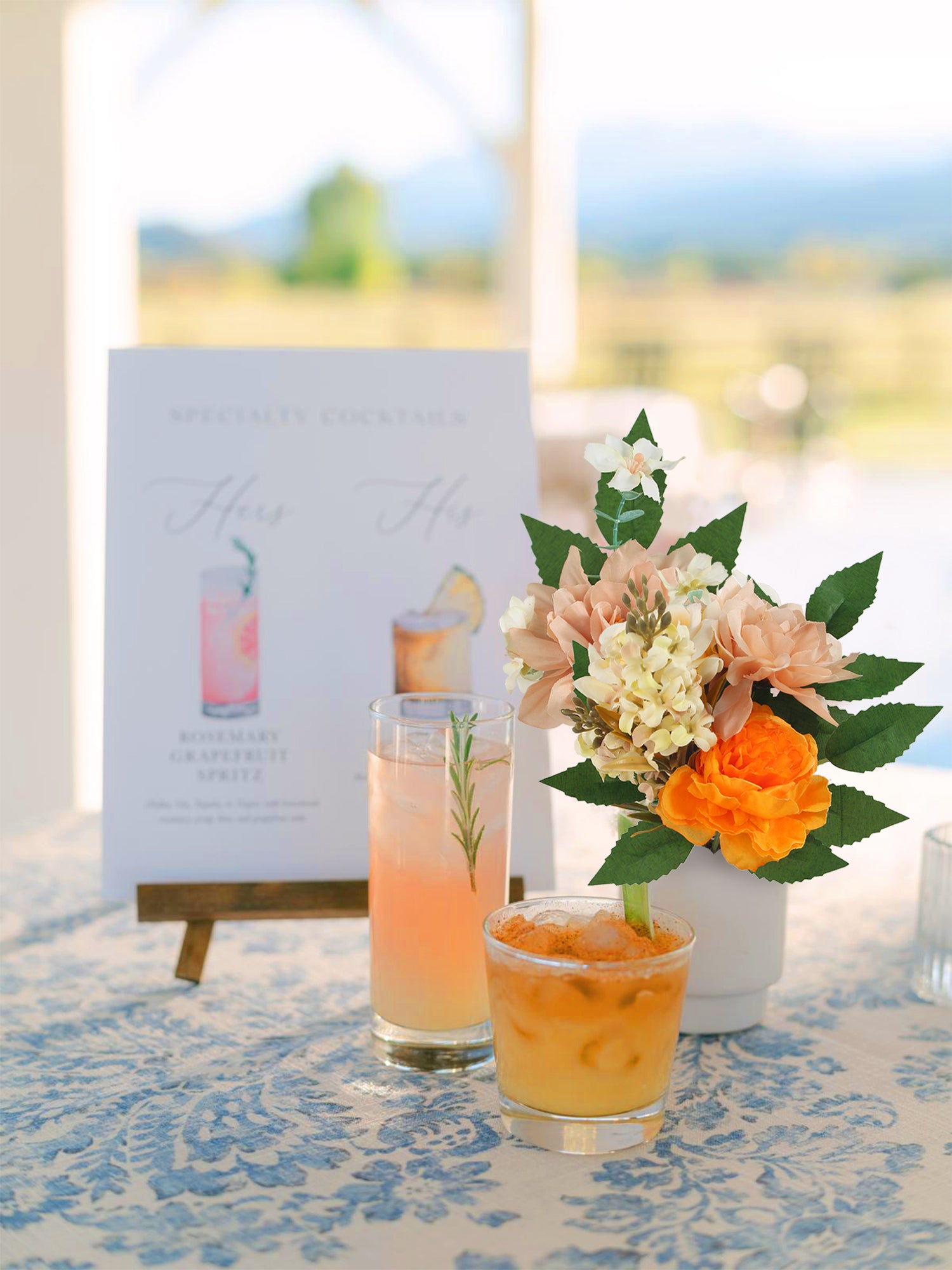 6Pcs Assorted Orange & Champagne Flower Centerpieces - Rinlong Flower