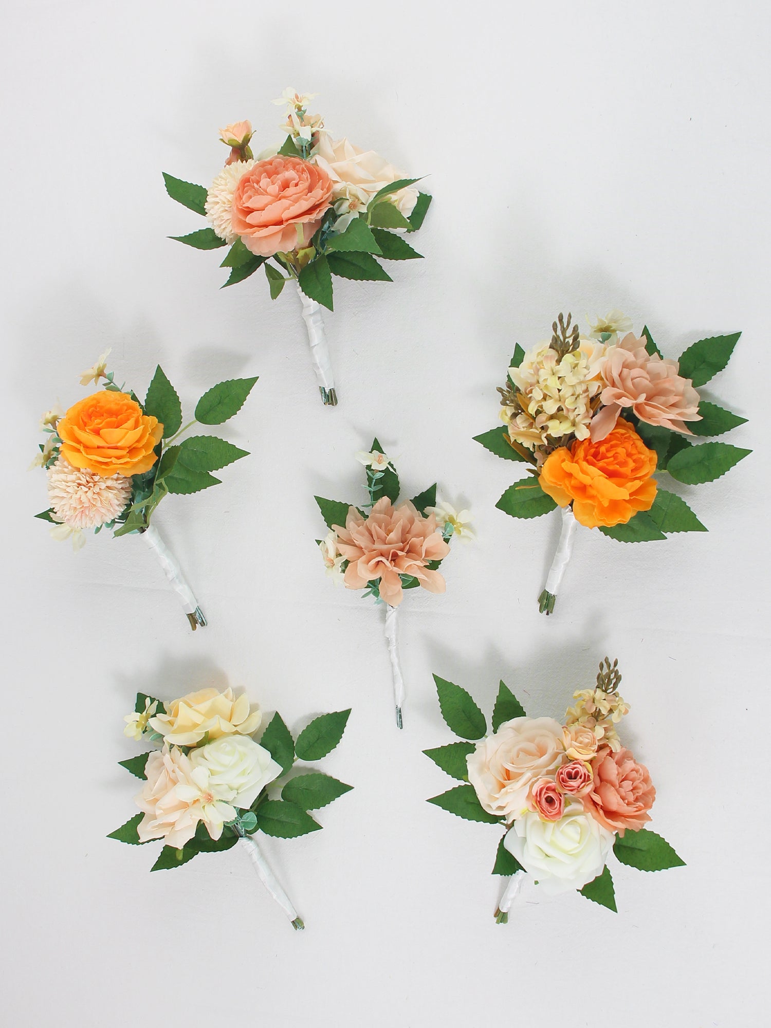 6Pcs Assorted Orange & Champagne Flower Centerpieces - Rinlong Flower