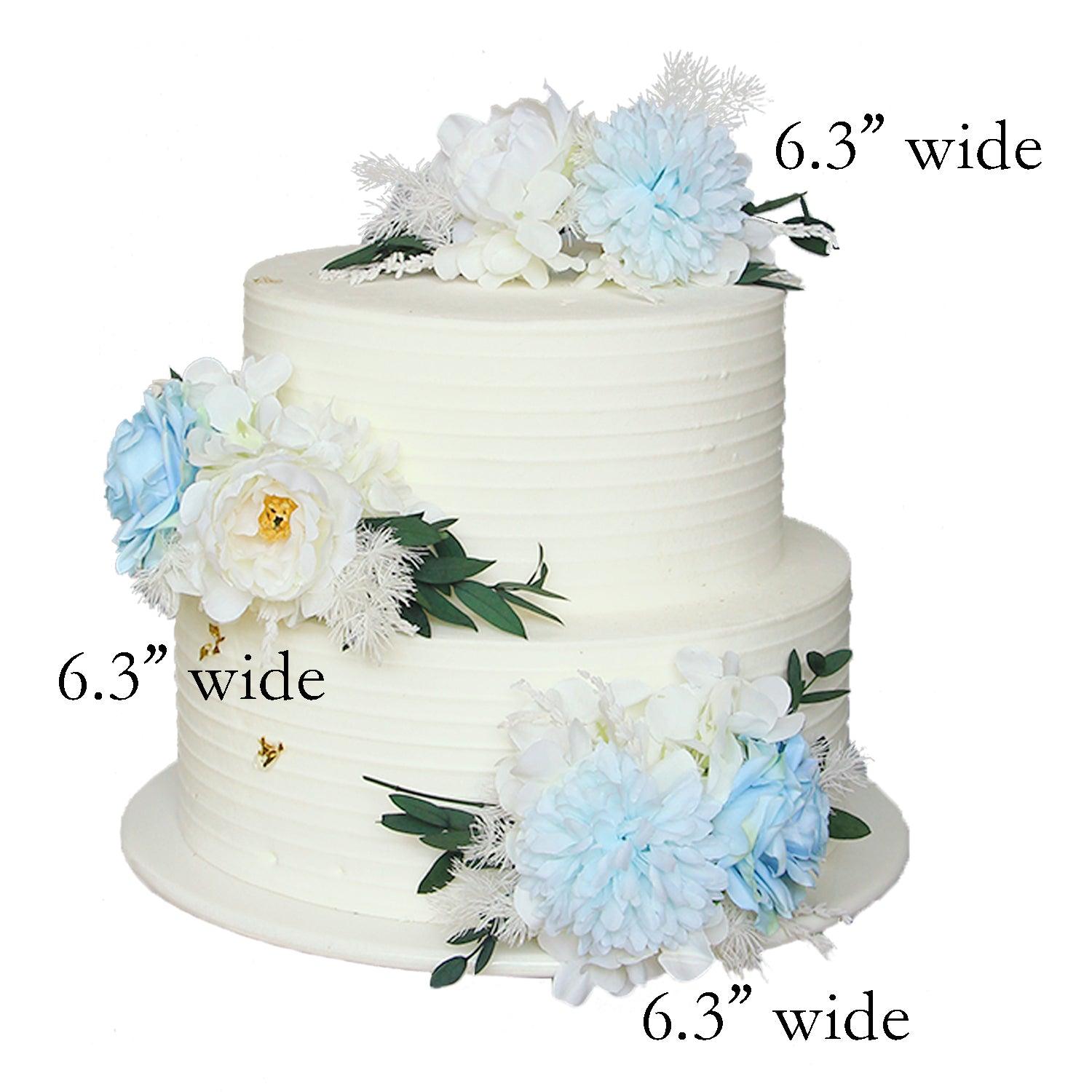 3Pcs Baby Blue Cake Topper Flowers Set - Rinlong Flower