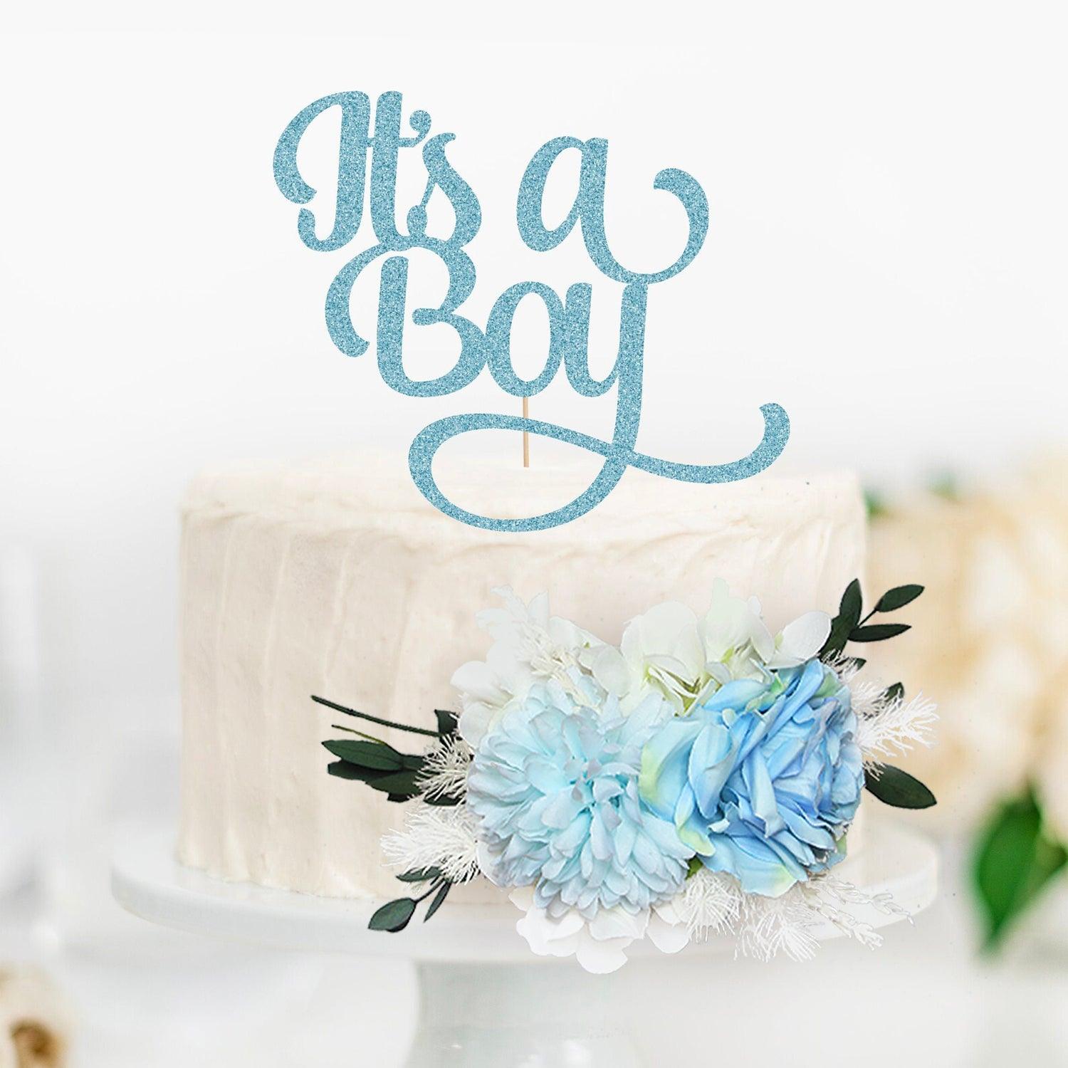 3Pcs Baby Blue Cake Topper Flowers Set - Rinlong Flower