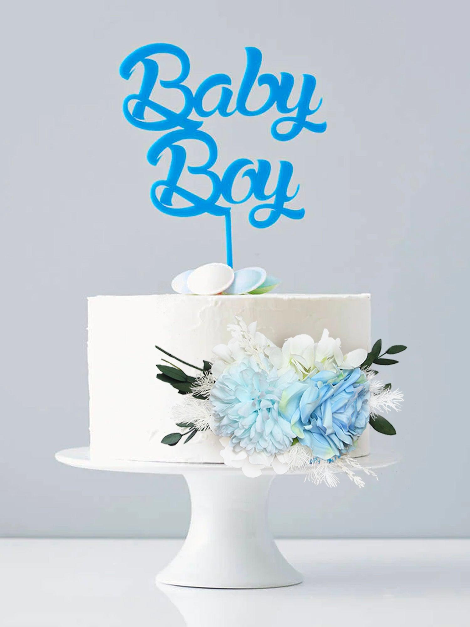 3pcs Baby Blue Cake Topper Flowers Set