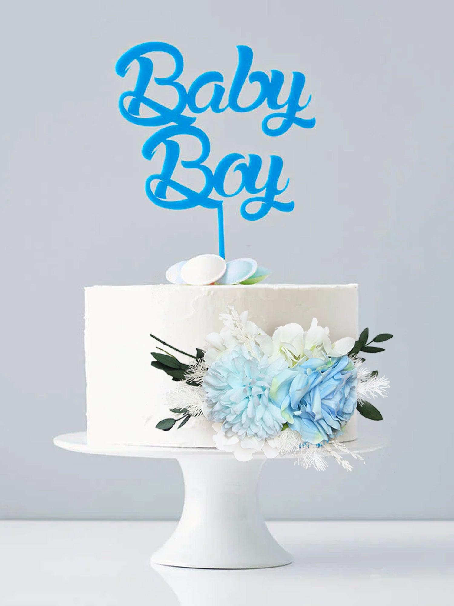 3Pcs Baby Blue Cake Topper Flowers Set - Rinlong Flower