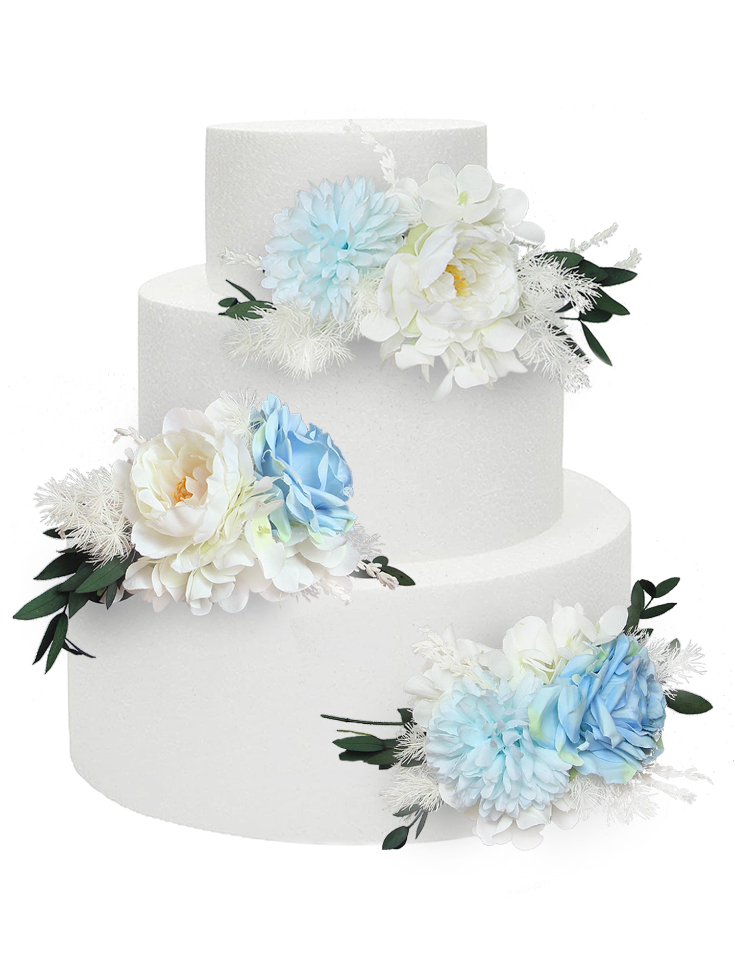 3Pcs Baby Blue Cake Topper Flowers Set