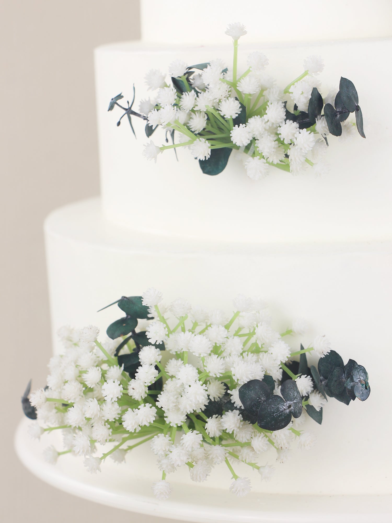 4Pcs Ecalyptus & Baby's Breath Cake Flowers Set