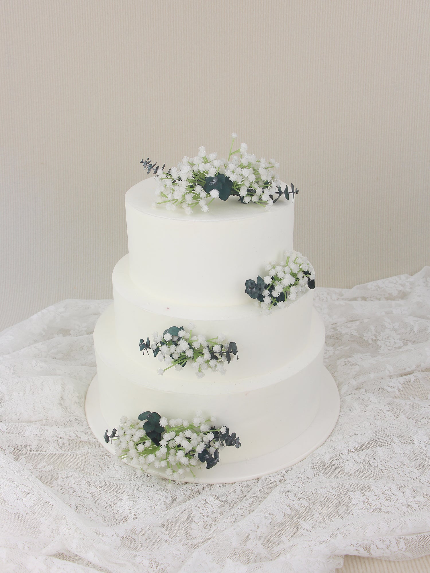 4Pcs Ecalyptus & Baby's Breath Cake Flowers Set