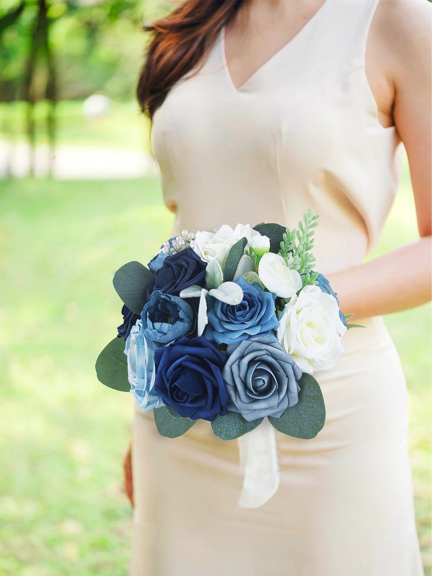 7.8 inch wide Navy Blue Bridesmaid Bouquet 7.8 inch wide Navy Blue Bridesmaid Bouquet