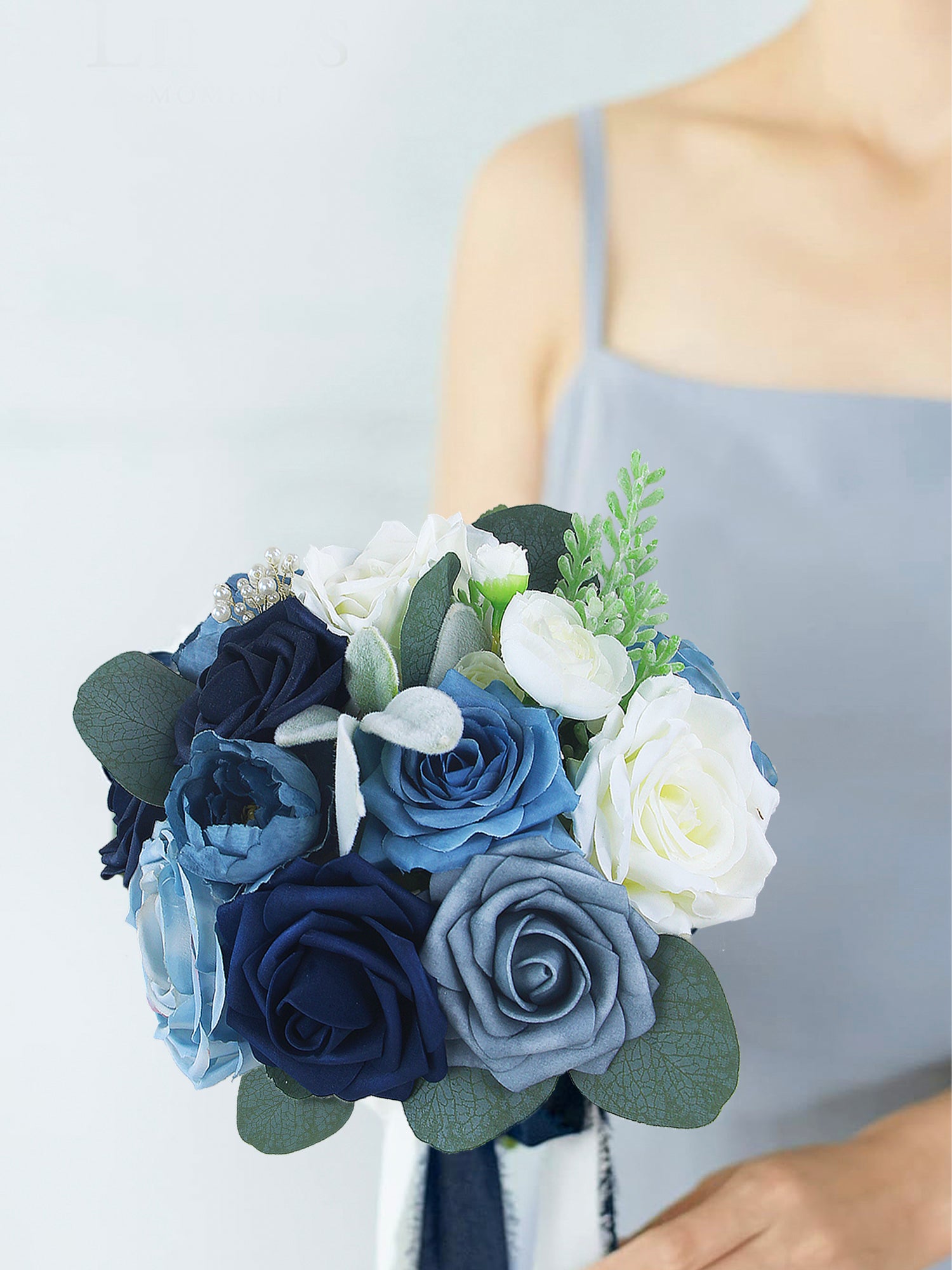 7.8 inch wide Navy Blue Bridesmaid Bouquet 7.8 inch wide Navy Blue Bridesmaid Bouquet