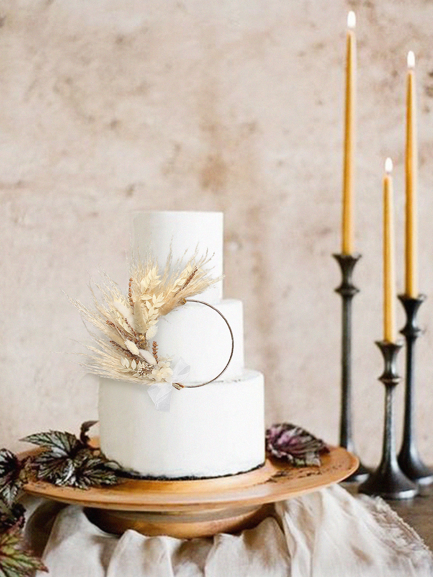 Dried Flower Floral Wreath Cake Topper