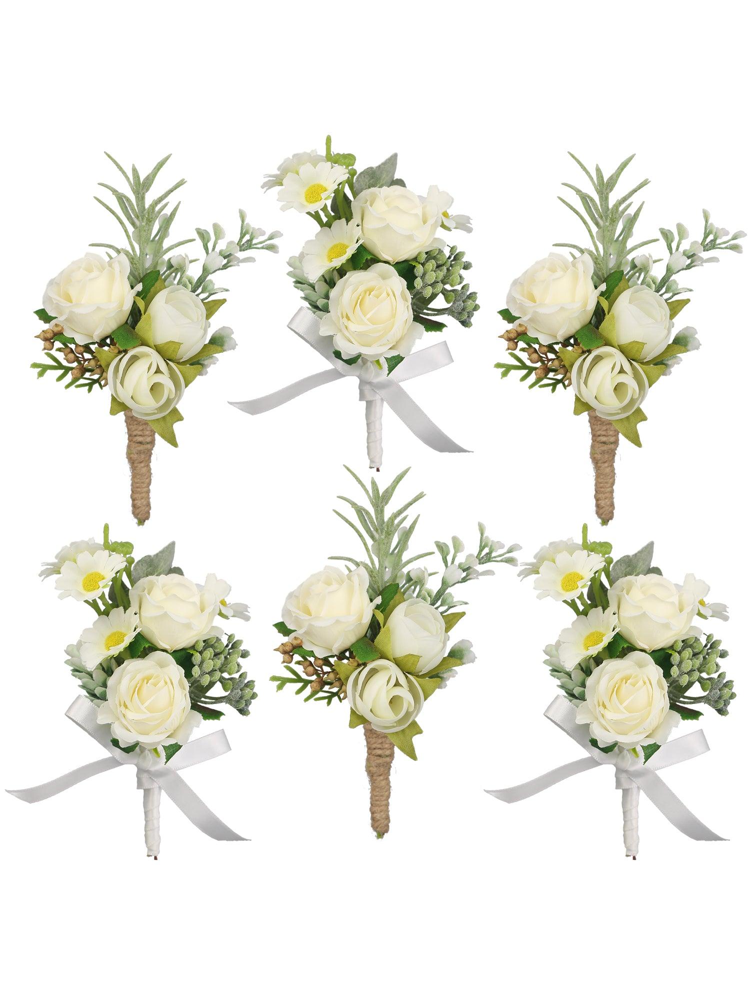 6Pcs Daisy & Rose Assorted Boutonnieres - Rinlong Flower